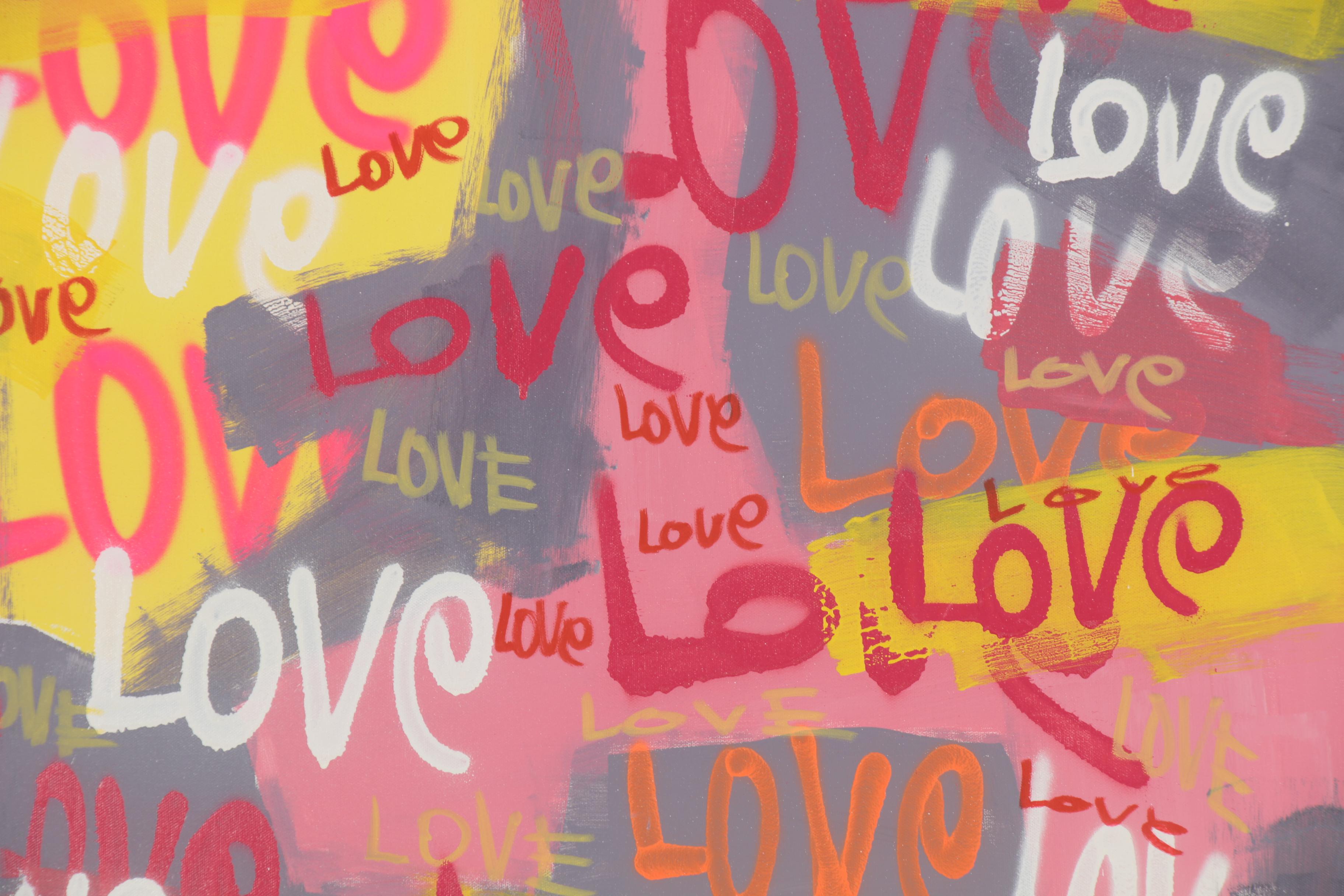 R.C. Raynor Graffiti Style Mixed Media Painting, 21st Century