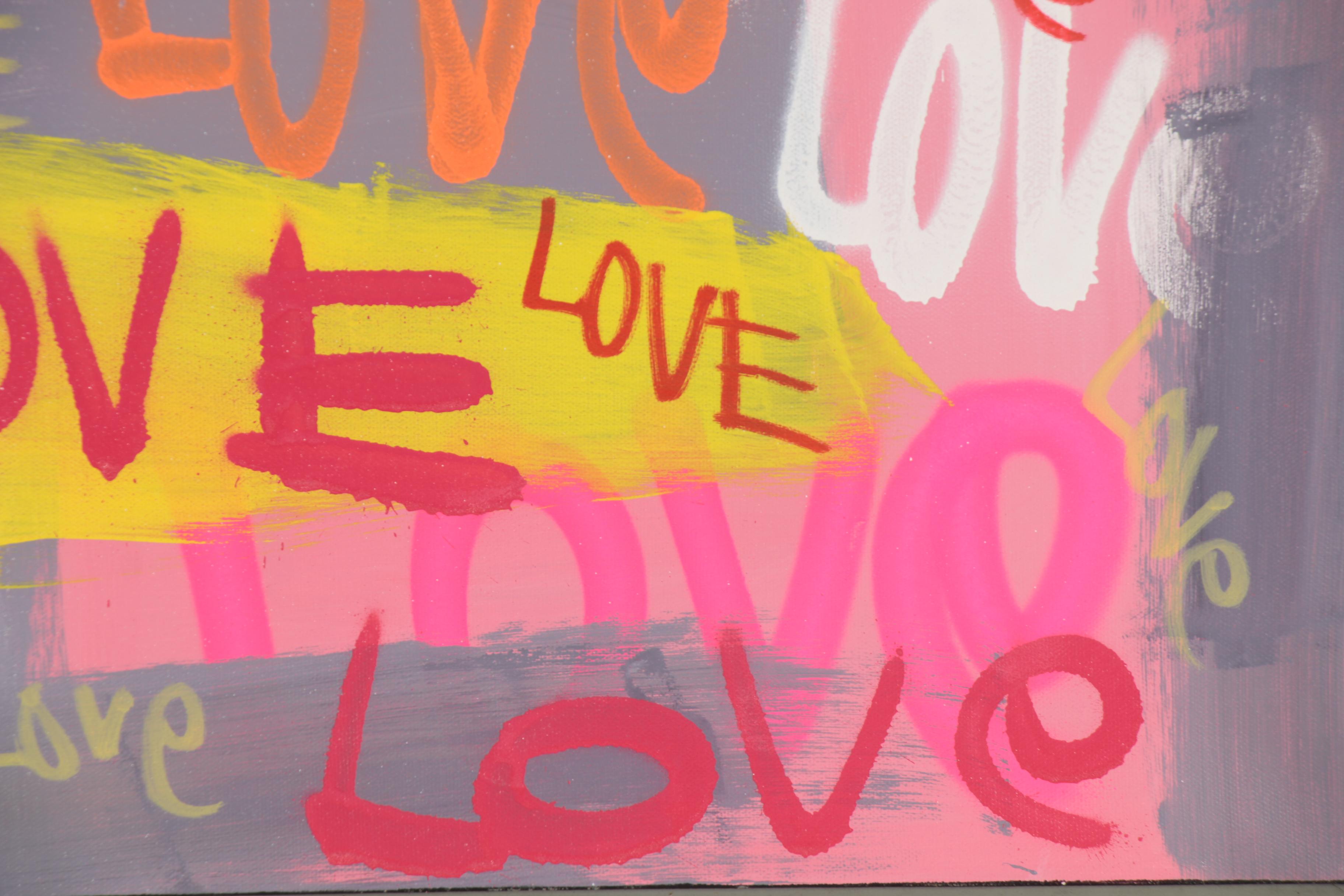 R.C. Raynor Graffiti Style Mixed Media Painting, 21st Century