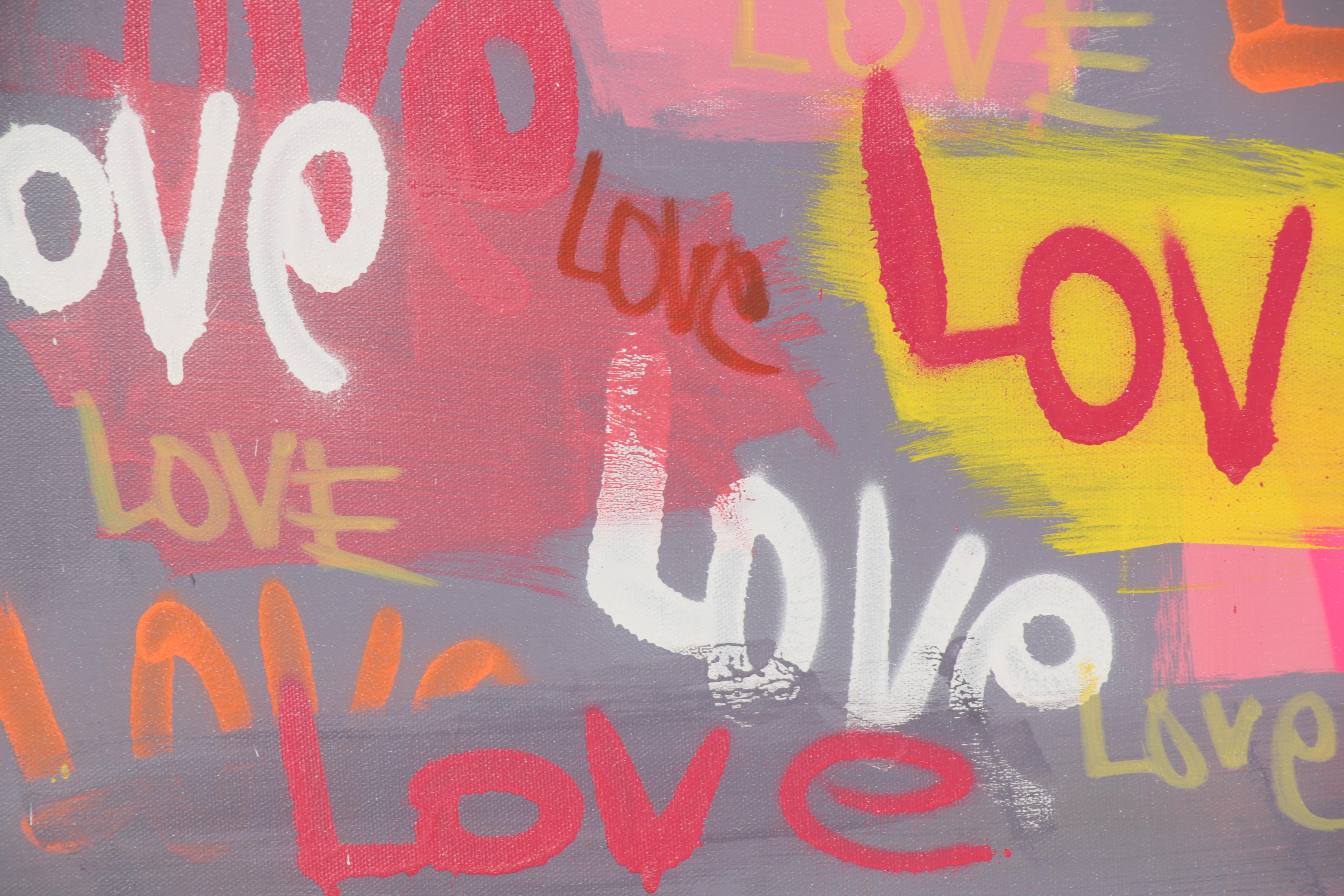 R.C. Raynor Graffiti Style Mixed Media Painting, 21st Century