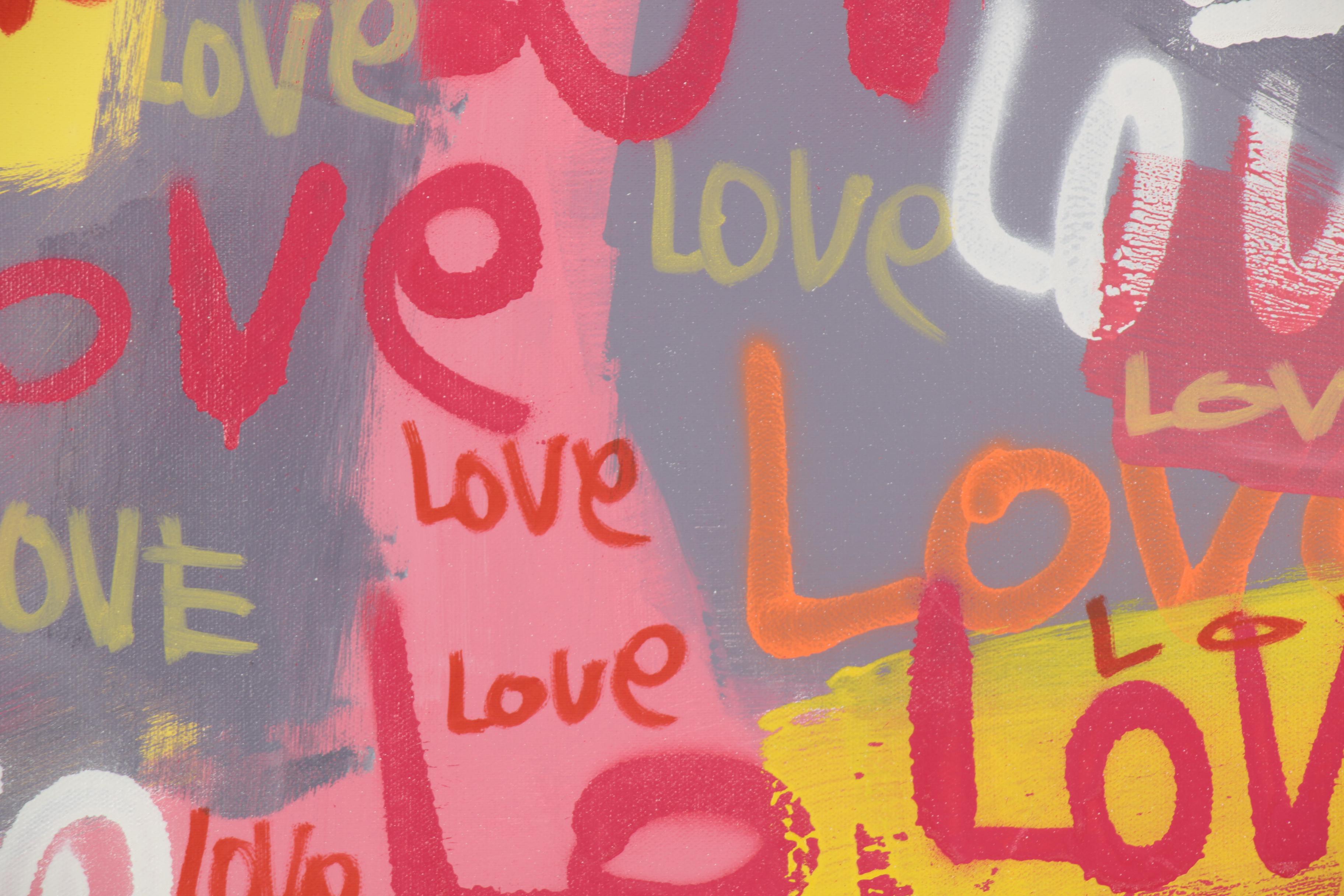 R.C. Raynor Graffiti Style Mixed Media Painting, 21st Century