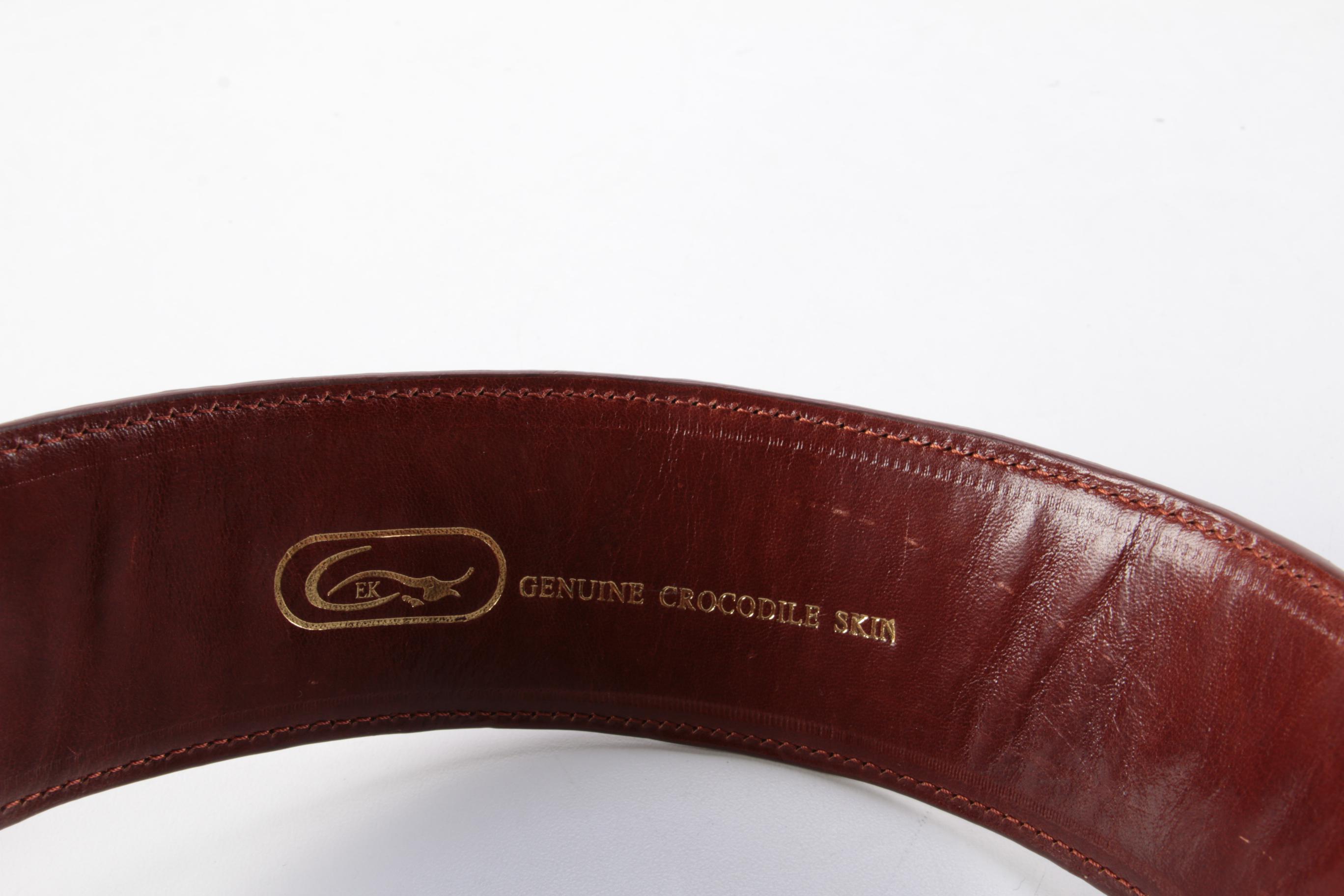 Eileen Kramer Brown Alligator Skin Belt