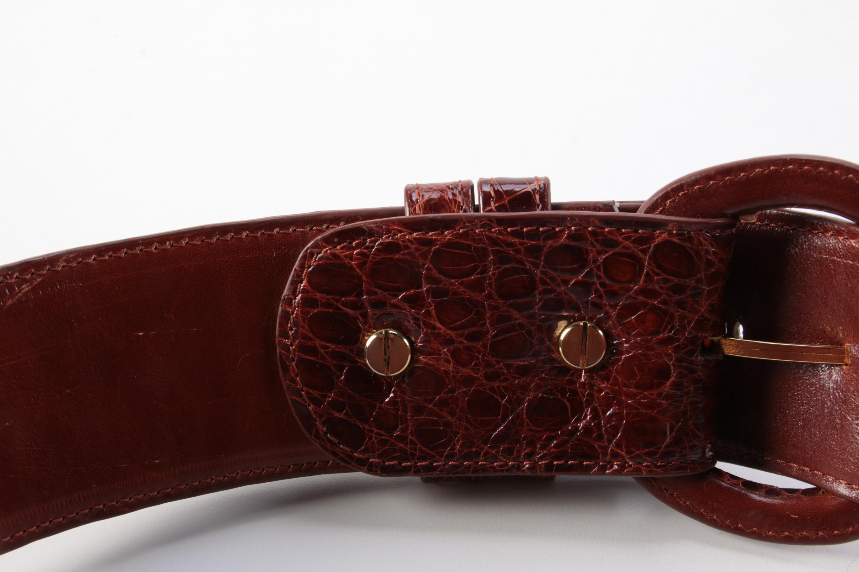 Eileen Kramer Brown Alligator Skin Belt