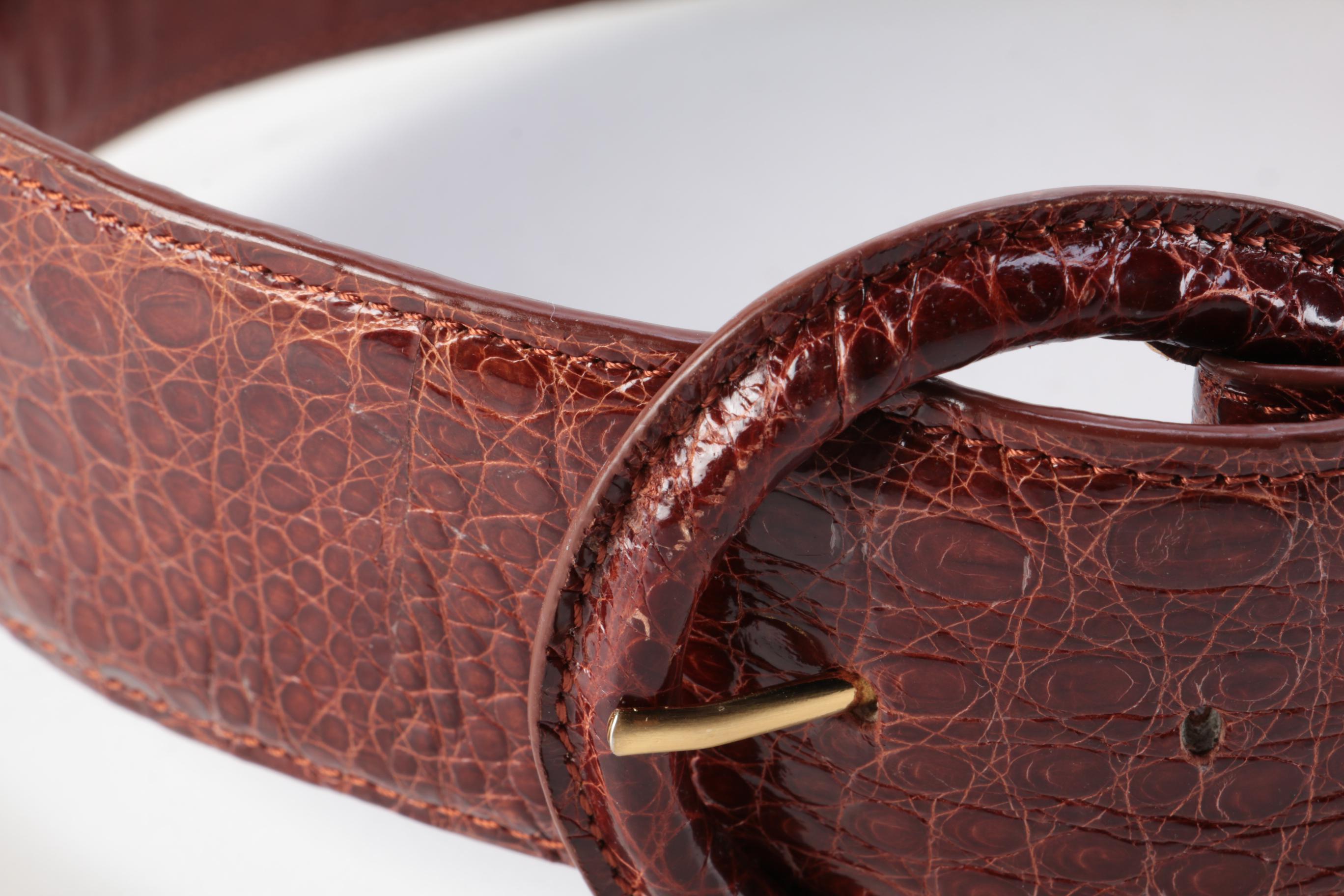 Eileen Kramer Brown Alligator Skin Belt