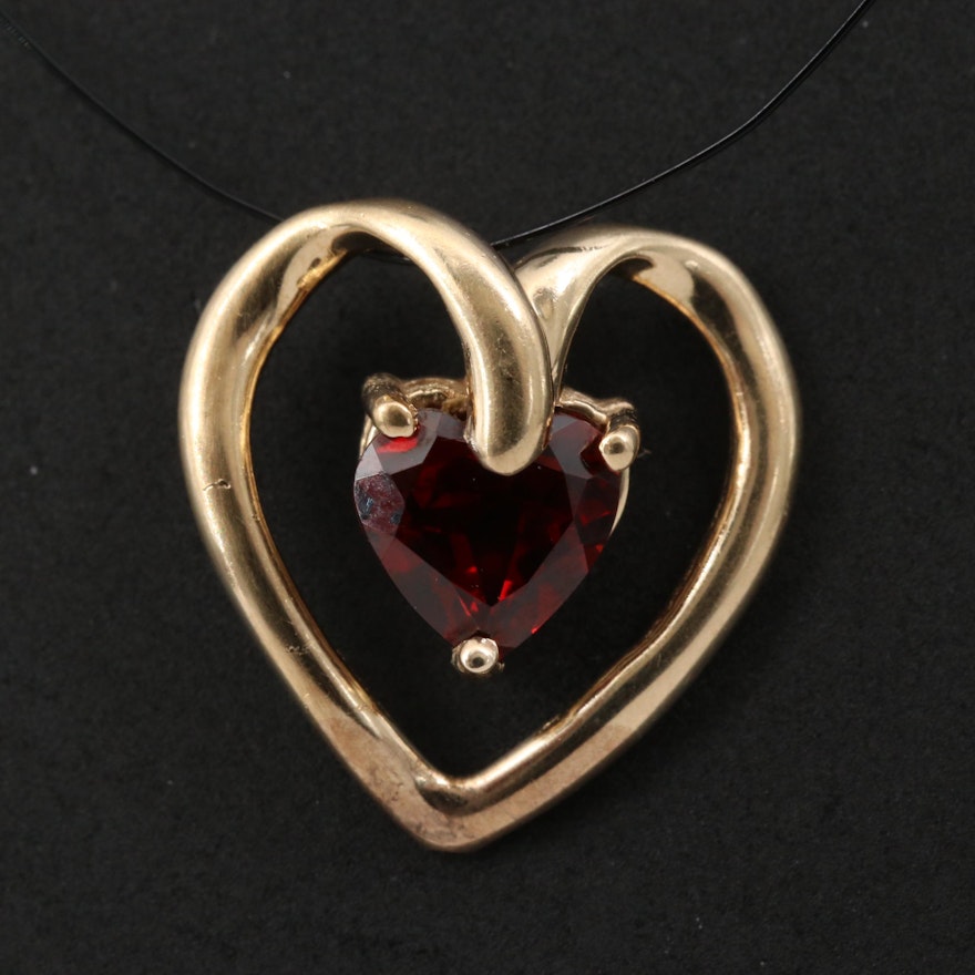 10K Garnet Heart Pendant