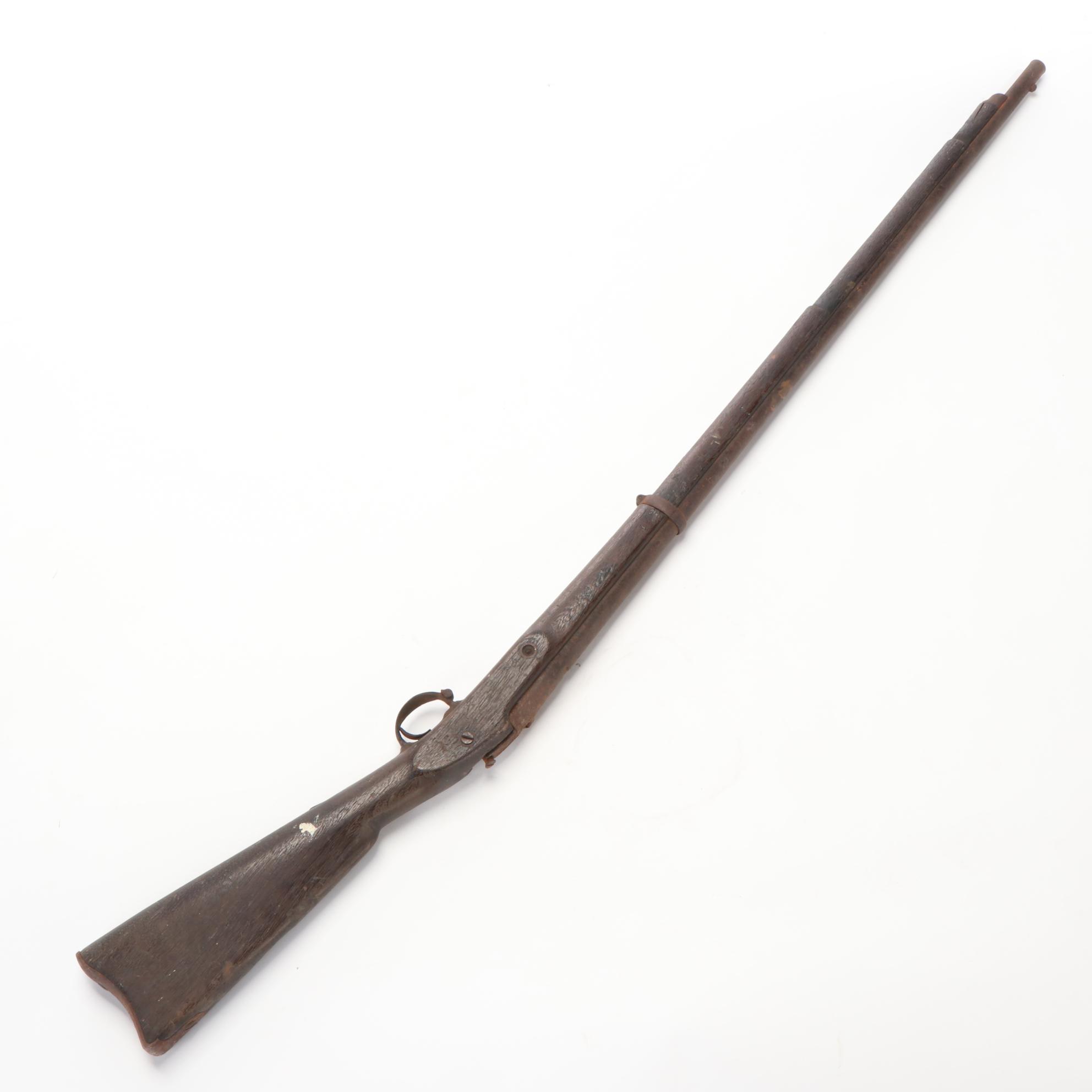 Black Powder Flintlock Musket with Walnut Stock,  Mid-19th Century