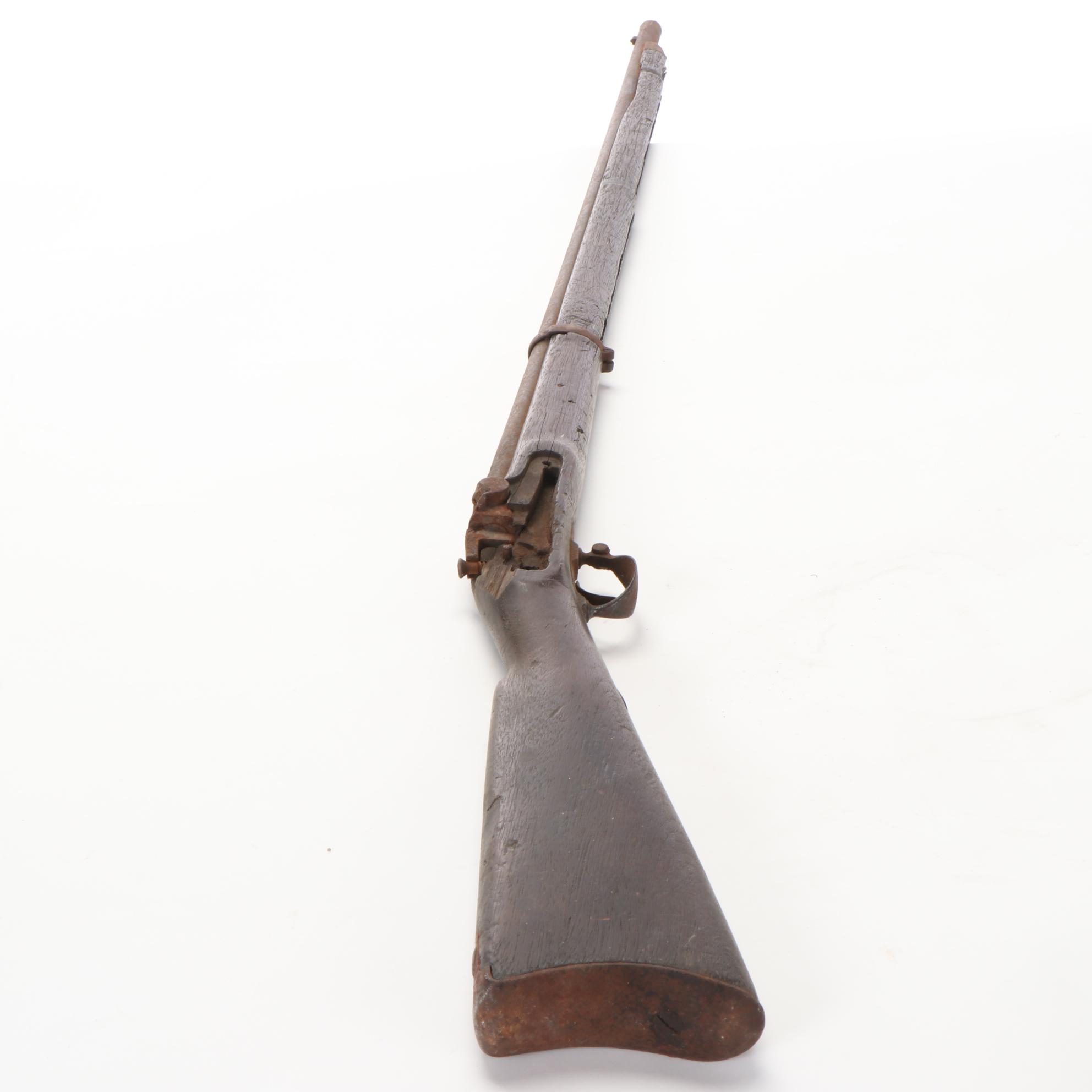 Black Powder Flintlock Musket with Walnut Stock,  Mid-19th Century