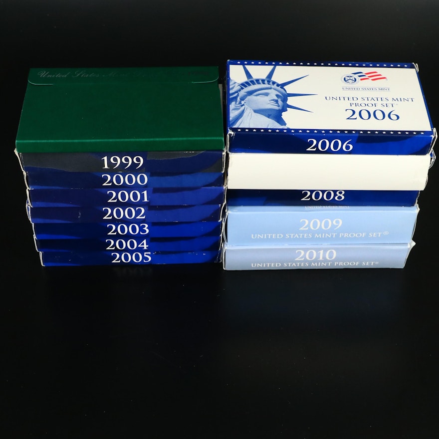 Thirteen U.S. Mint Proof Sets, 1998–2010