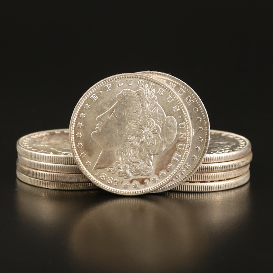 Ten Morgan Silver Dollars