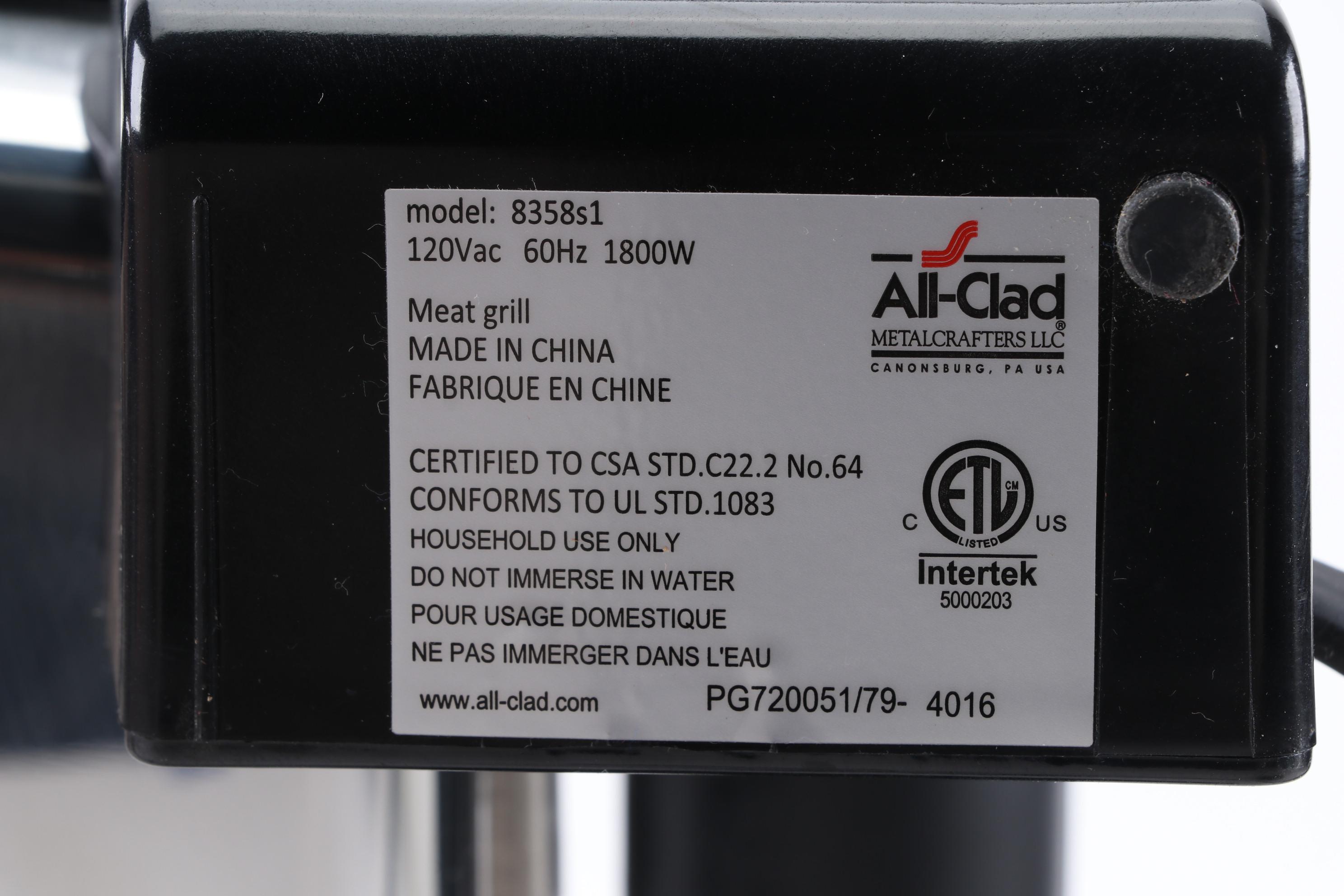 All Clad Electric Indoor Meat Grill