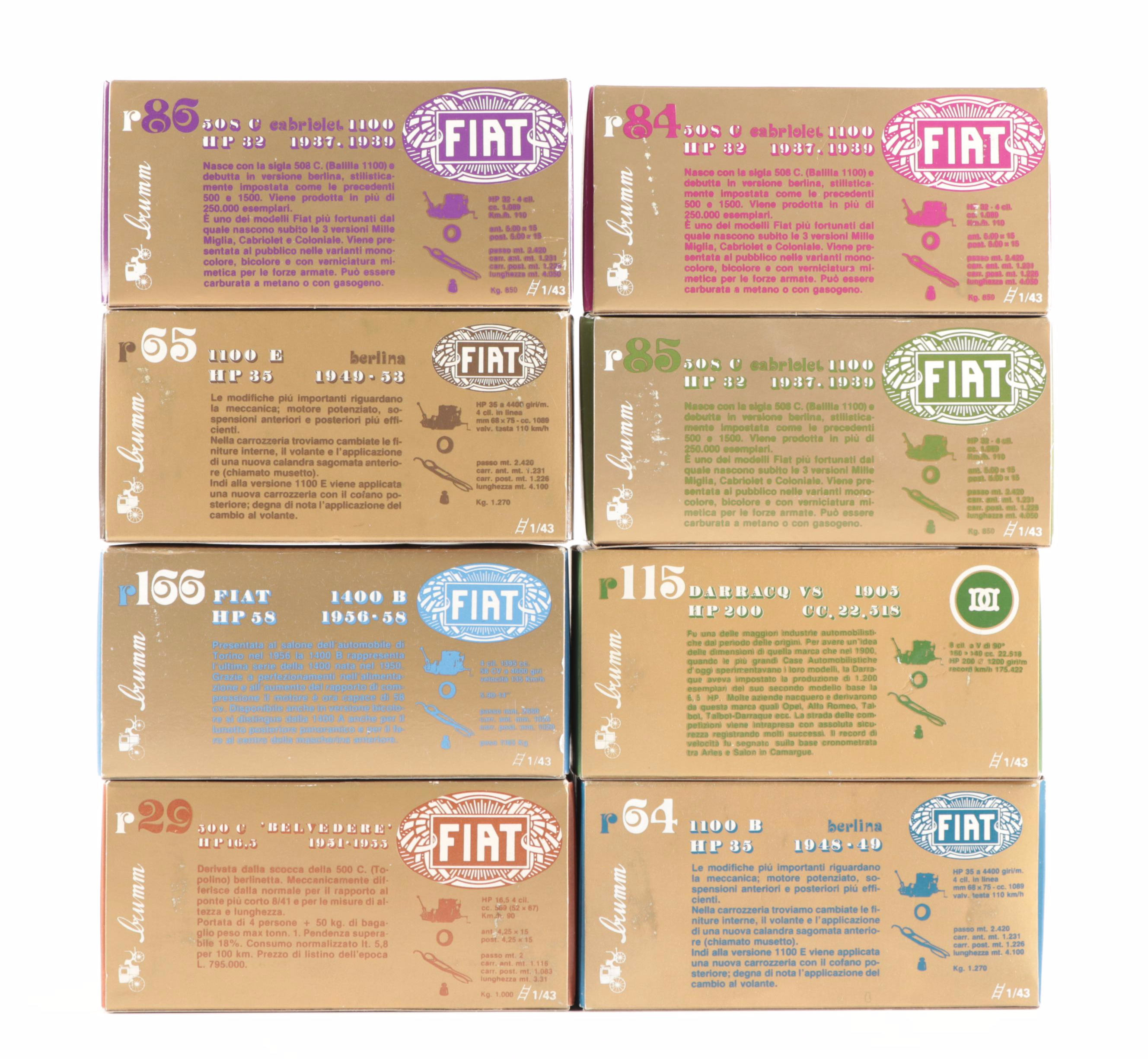 Brumm "Serie Oro" Die Cast Model Cars, Including Fiat, Lancia, and More