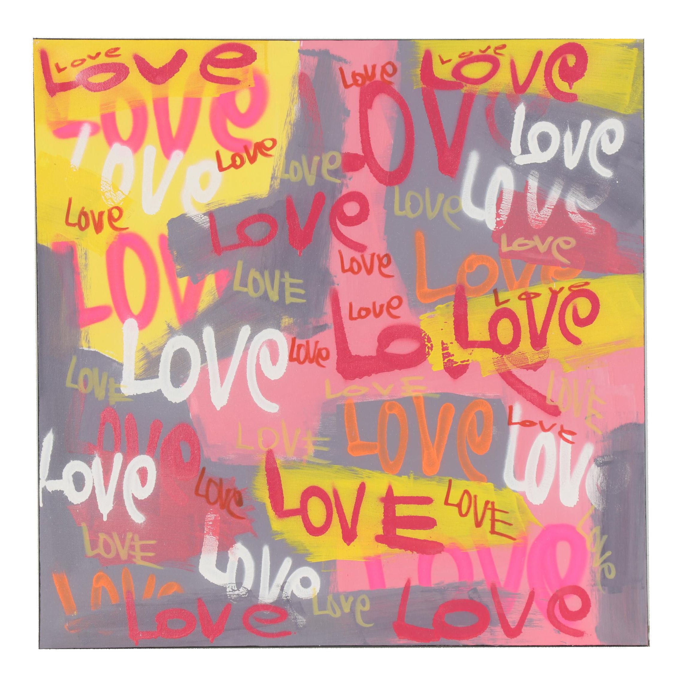 R.C. Raynor Graffiti Style Mixed Media Painting, 21st Century