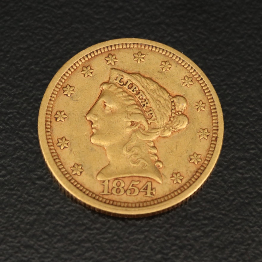 1854 Liberty Head $2.50 Gold Quarter Eagle