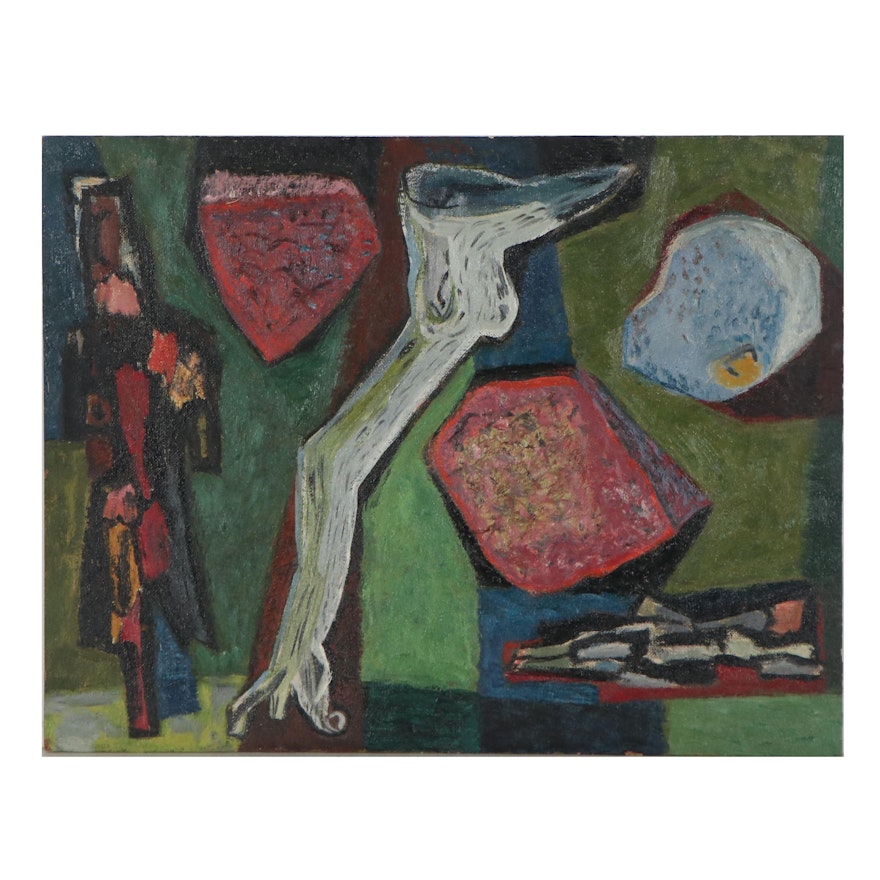 Allen Edward Kubach Abstract Oil Painting, Mid-20th Century