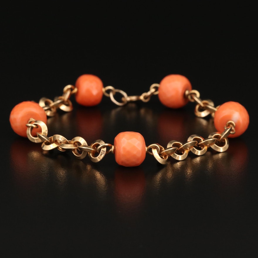 18K Coral Station Bracelet