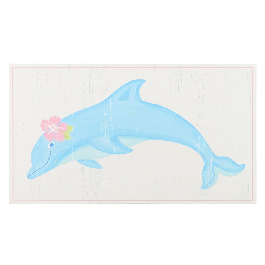 Pottery Barn Kids "Under The Sea" Dolphin Painted Plaque