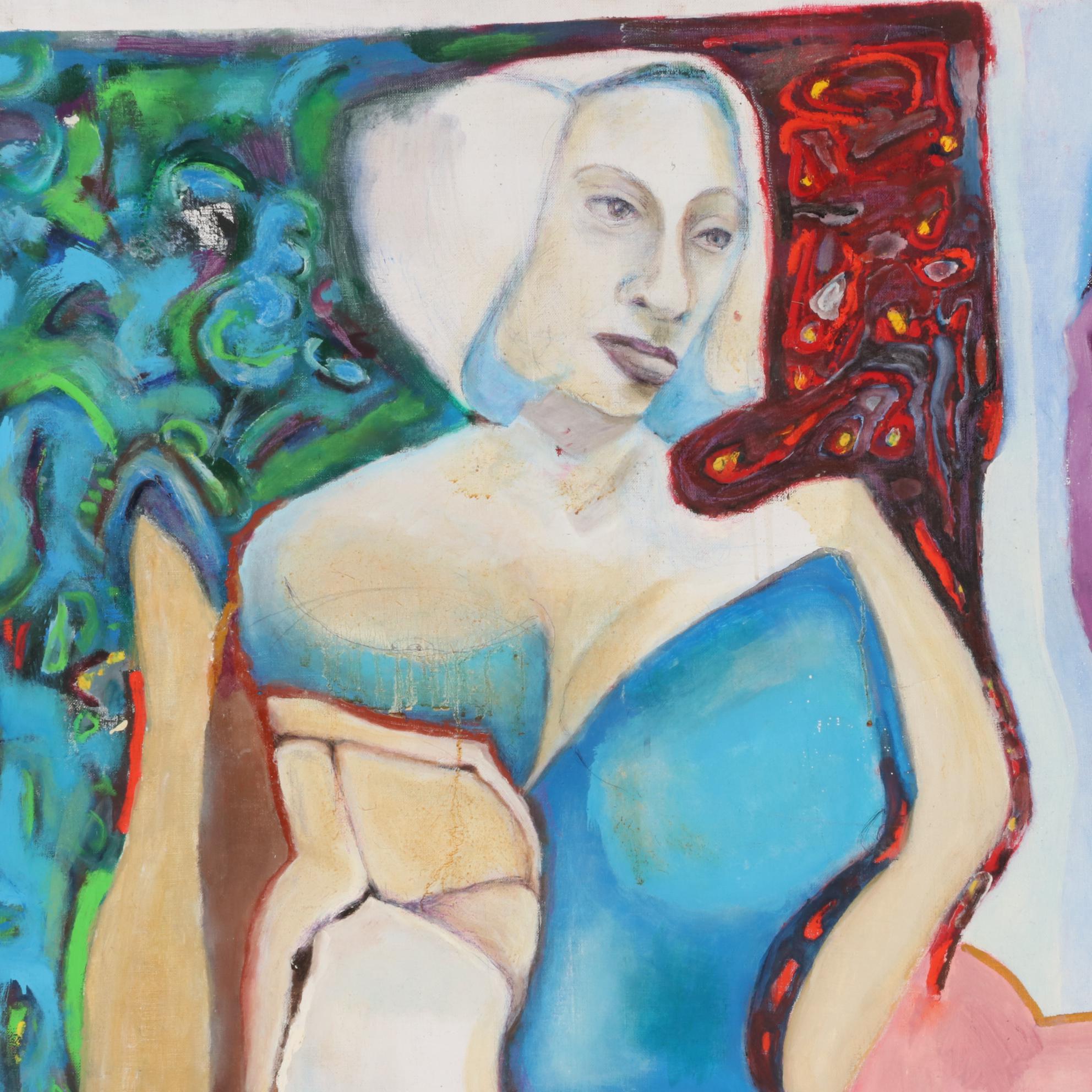 Janice Schuler Monumental Figural Mixed Media Painting, 2015