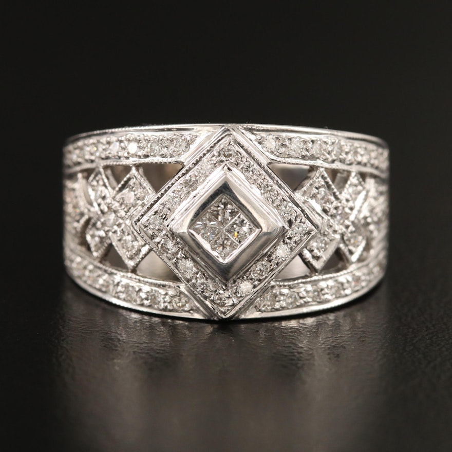 18K Diamond Geometric Ring