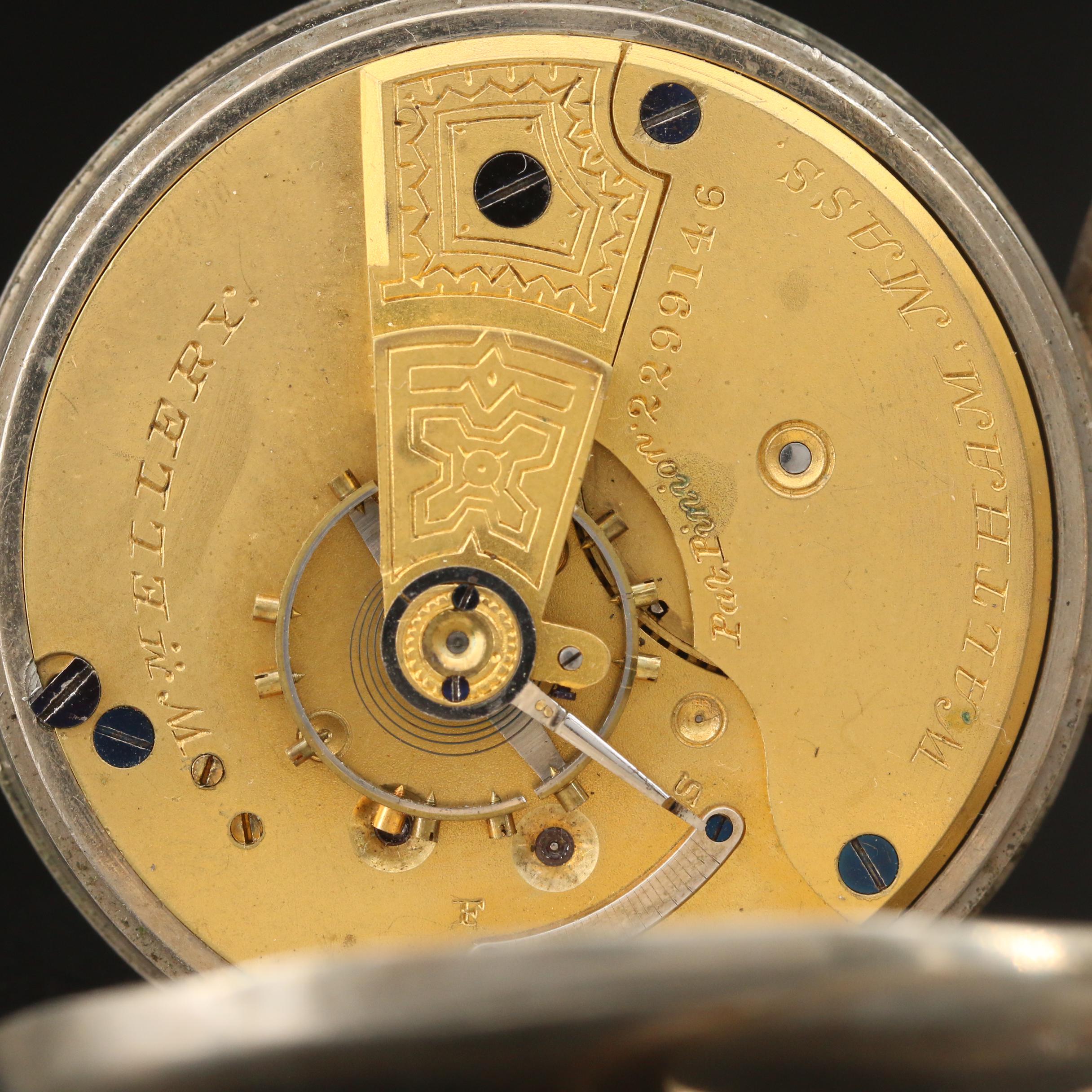 Vintage AWC Waltham Coin Silver Pocket Watch