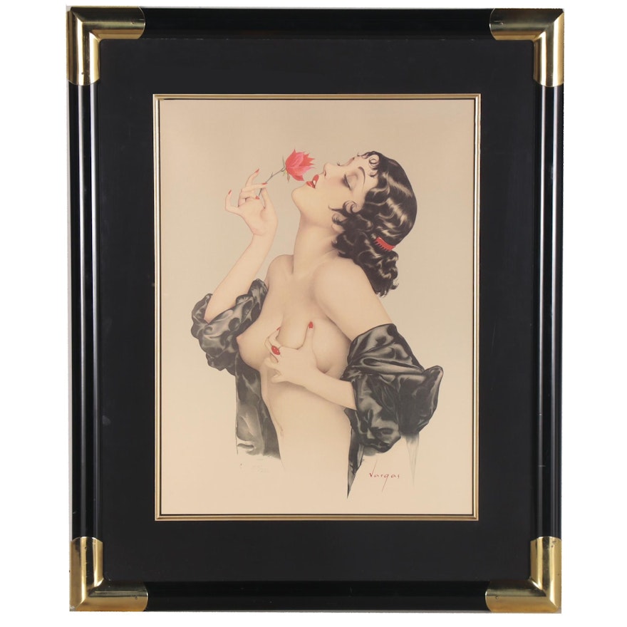 Giclée after Alberto Vargas of Pin-Up Girl with Flower "Memories of Olive"