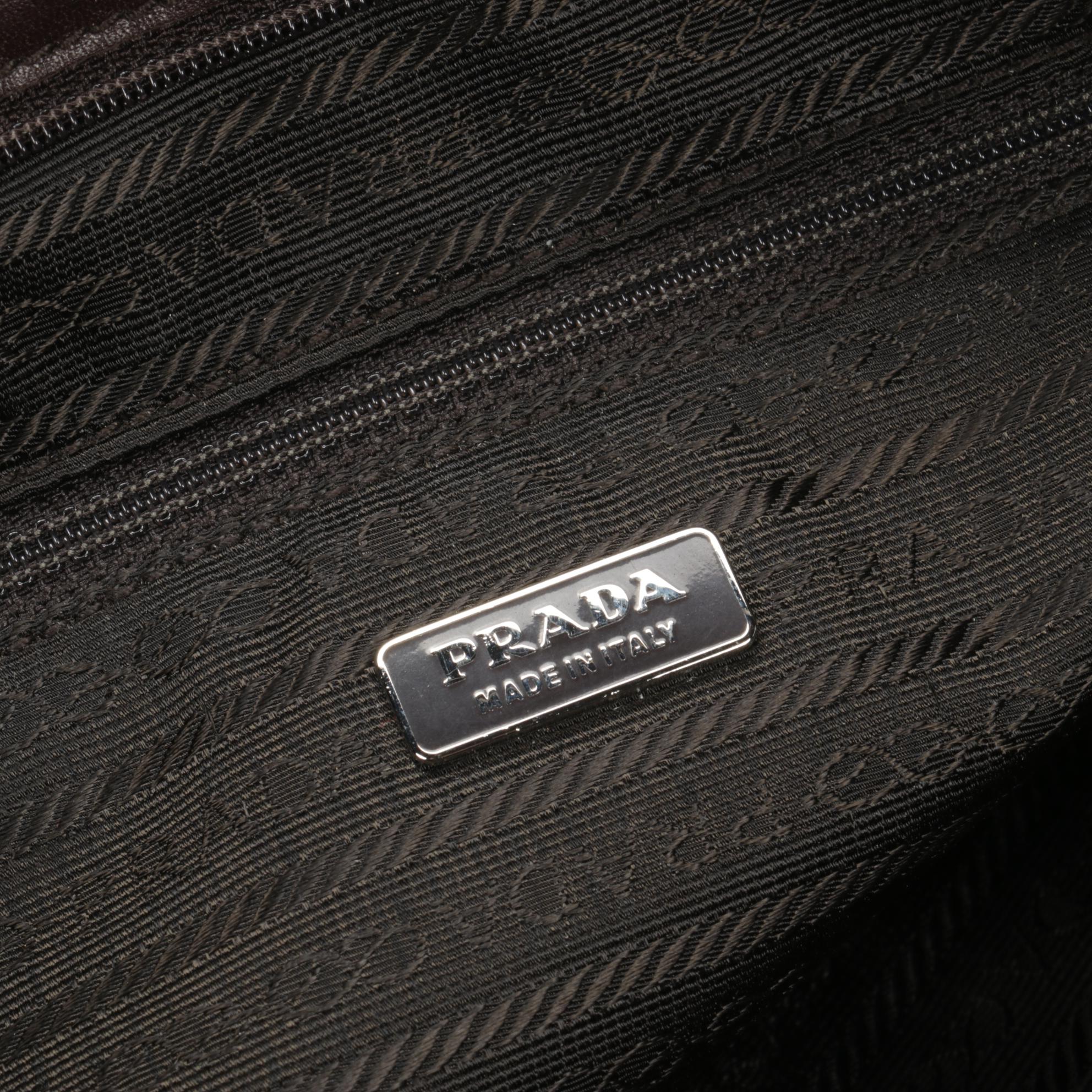 Prada Top Handle Bag in Metallic Brocade and Leather