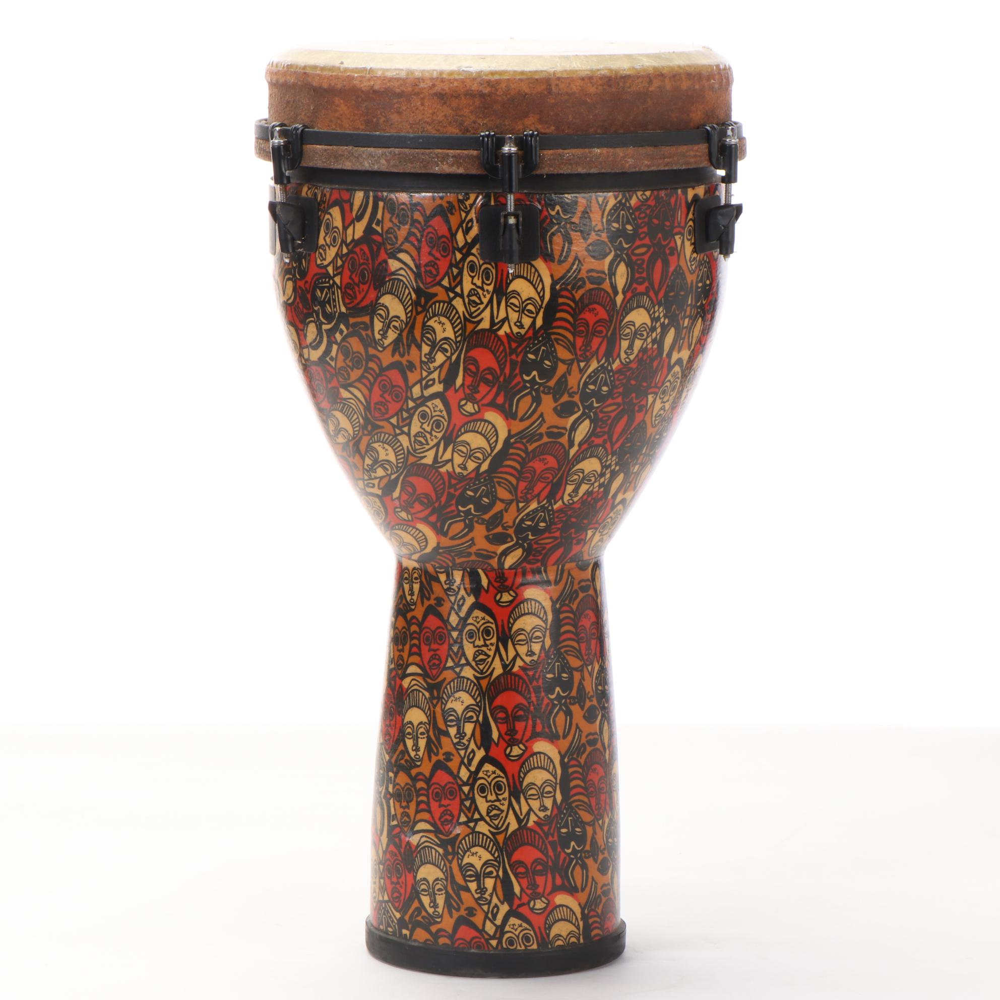 Remo Leon Mobley Signature Series Djembe, 24" x 12" Key-Tuned, Multi-Mask Design