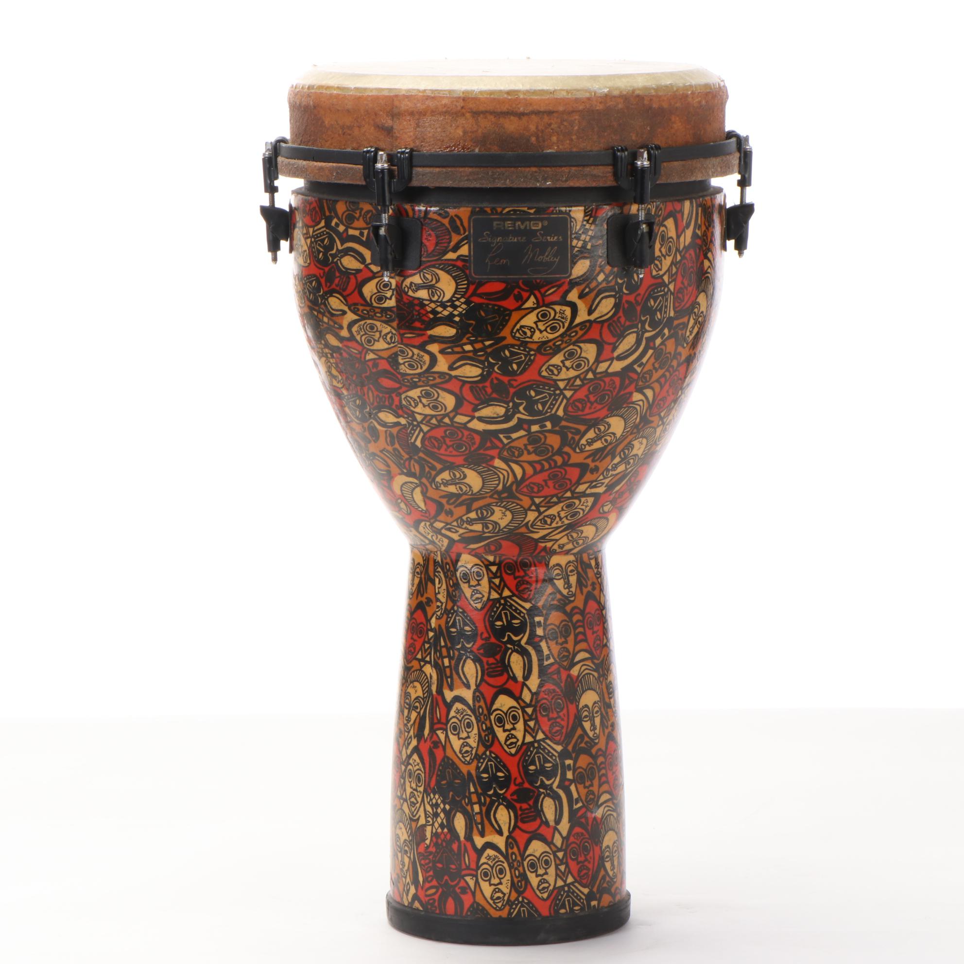 Remo Leon Mobley Signature Series Djembe, 24" x 12" Key-Tuned, Multi-Mask Design