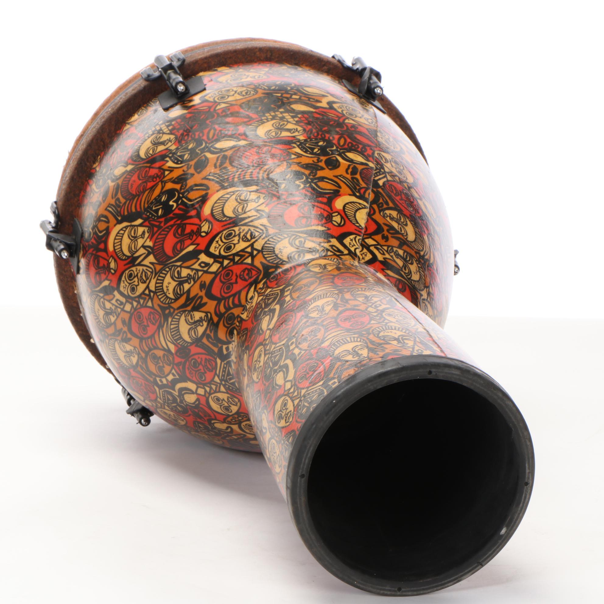 Remo Leon Mobley Signature Series Djembe, 24" x 12" Key-Tuned, Multi-Mask Design