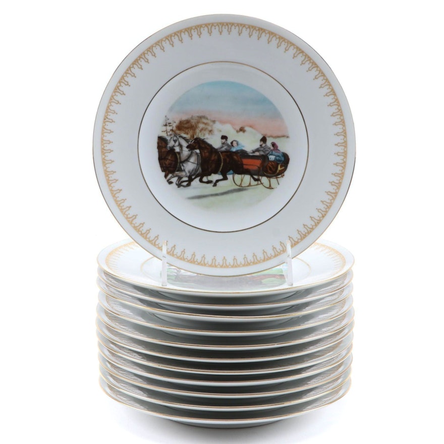 Bing & Grøndahl for the Danbury Mint "Currier & Ives" Porcelain Plates, 1977–78