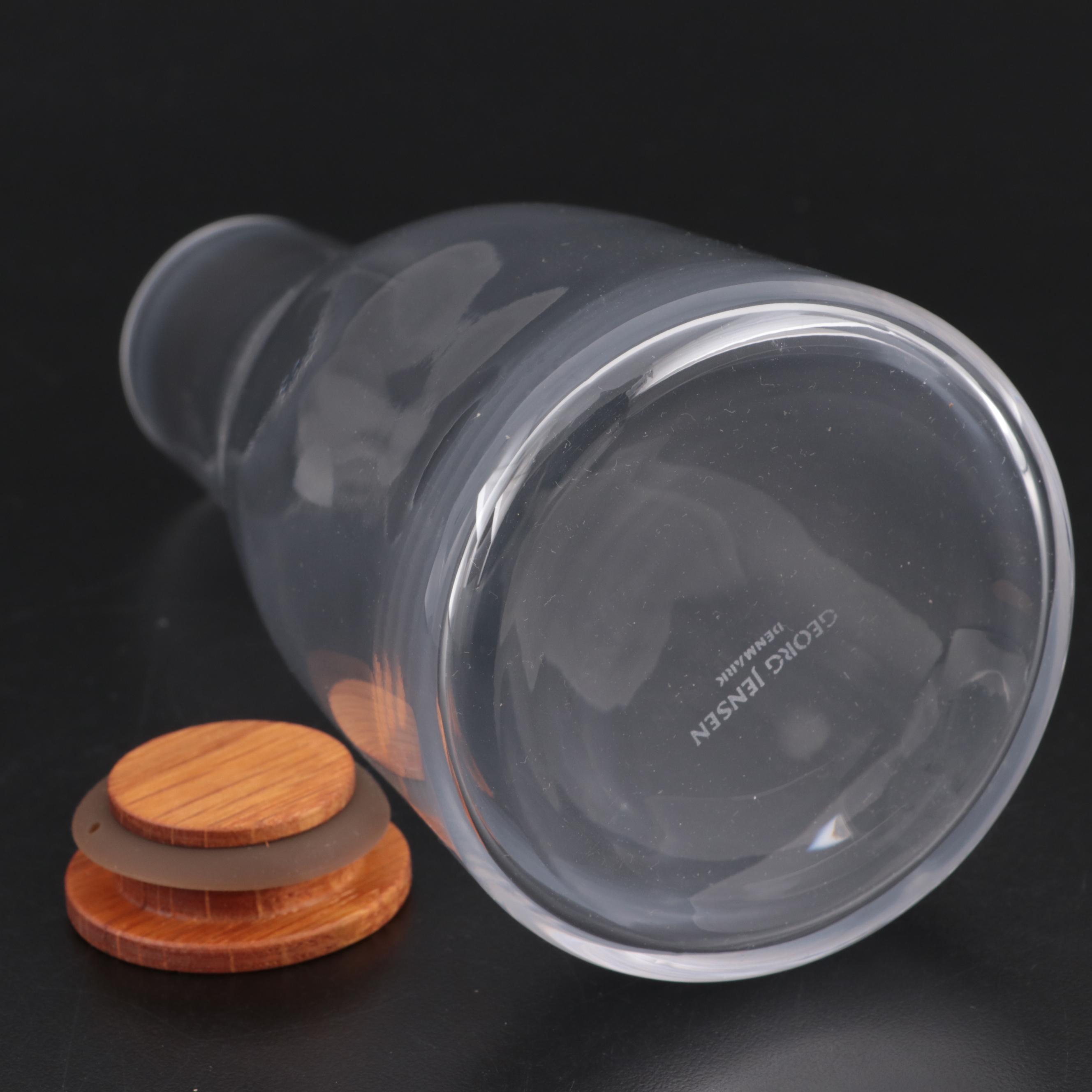 Georg Jensen "Alfredo" Stainless Steel Cheese Knives with "Barbry" Glass Carafe