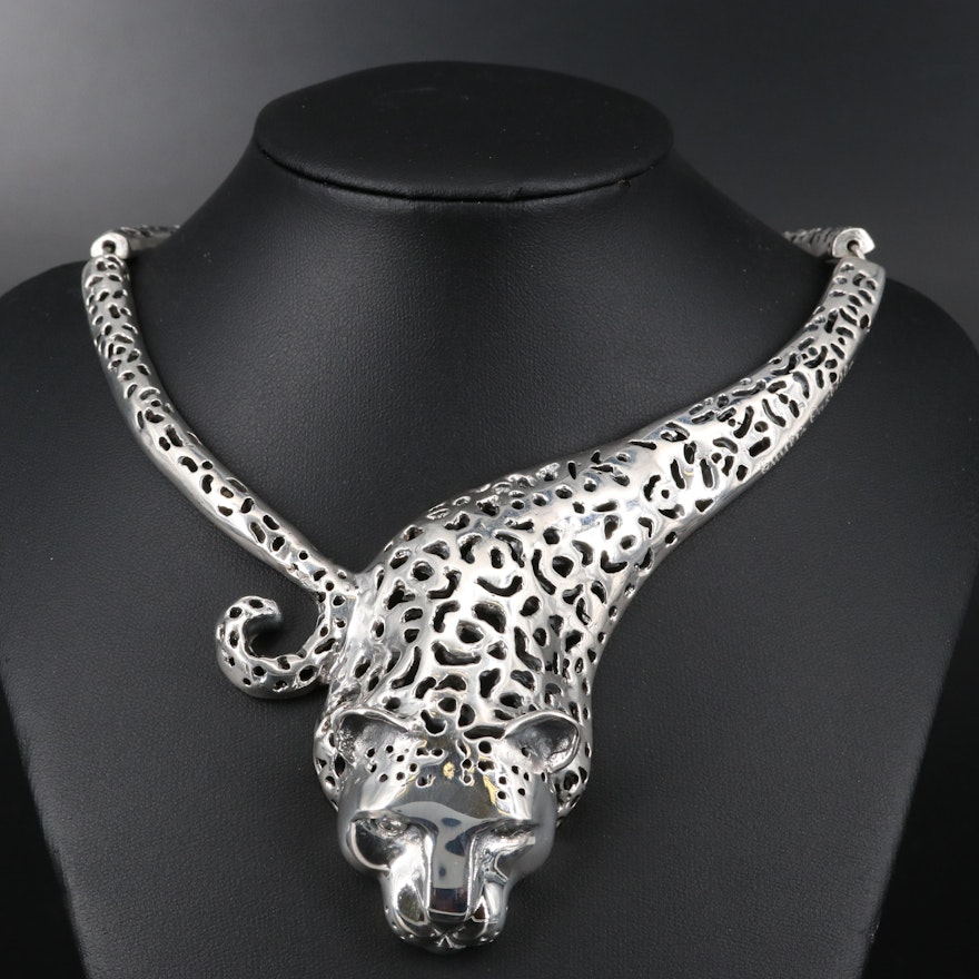 Emillia Castillo "Jaguar" Sterling Silver Diamond Necklace