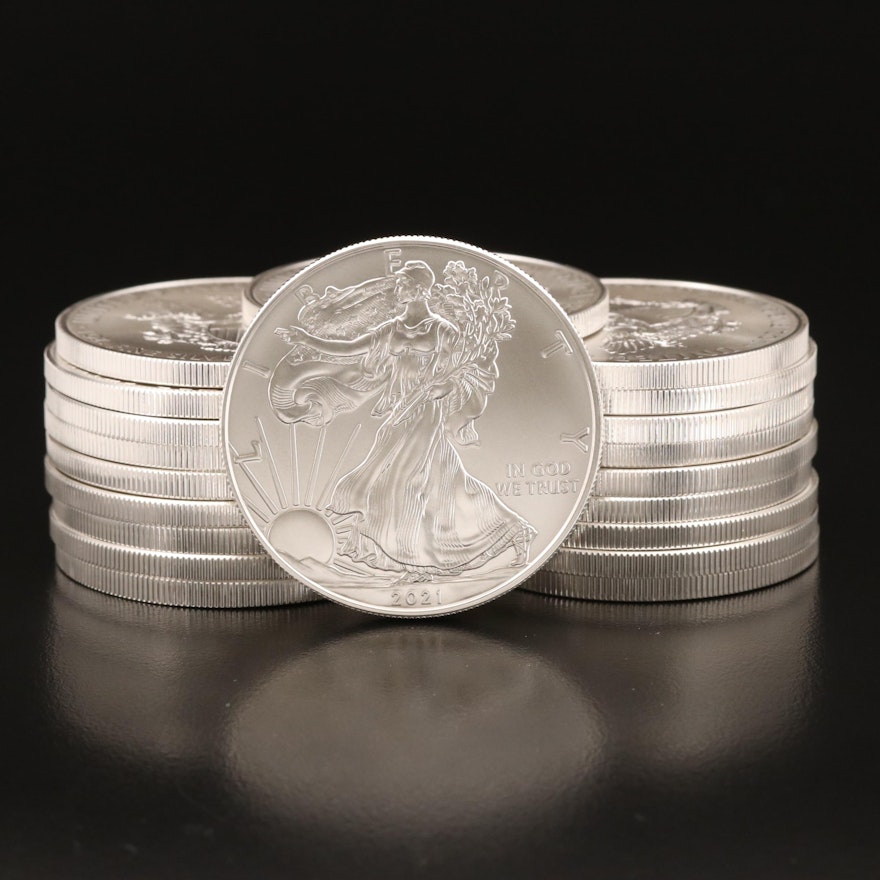Key Date 2021 Silver Eagle .999 Fine Silver Bullion Coins
