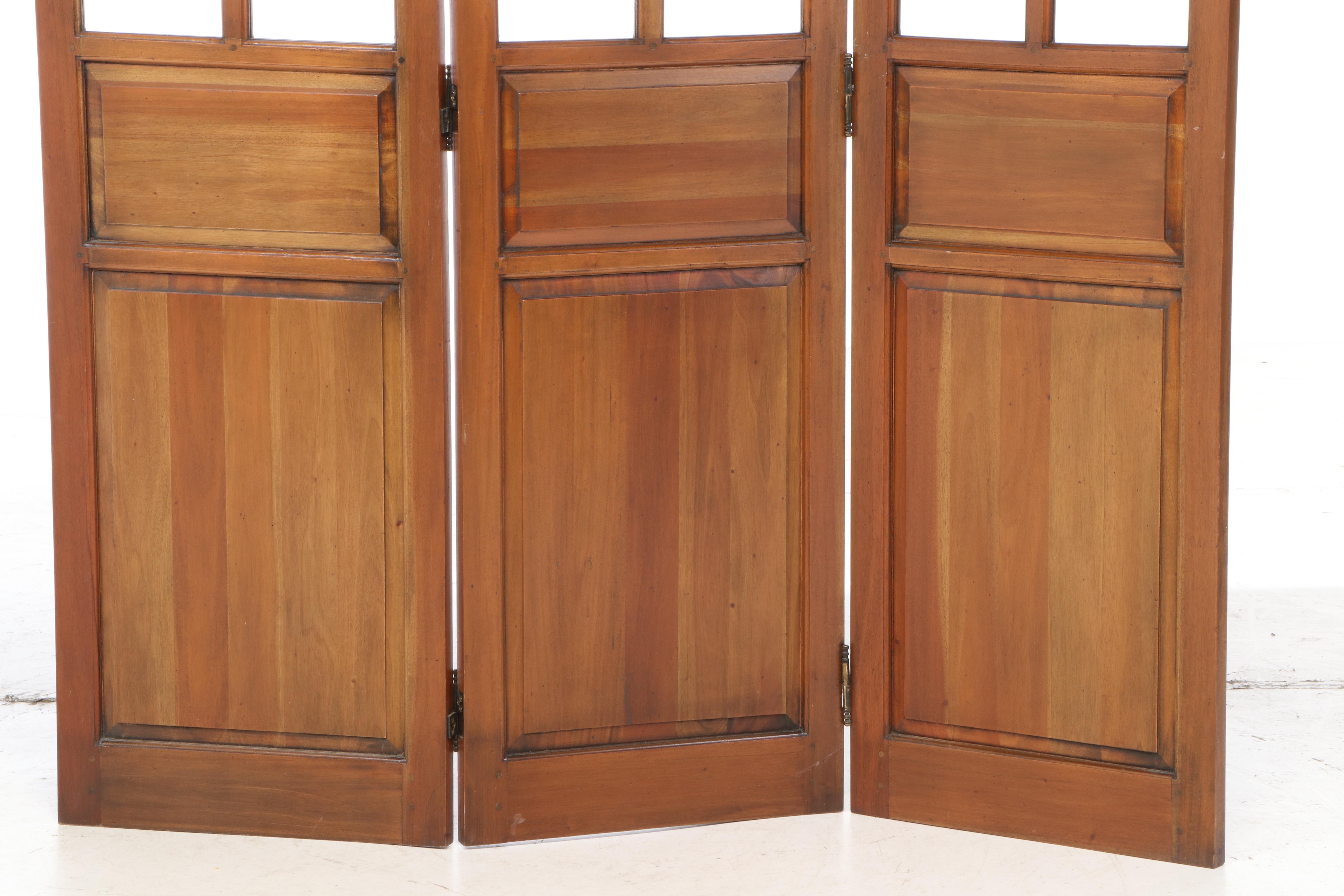 Marie Albert Furniture "Paravant Hollandais" Wood and Glass Room Divider