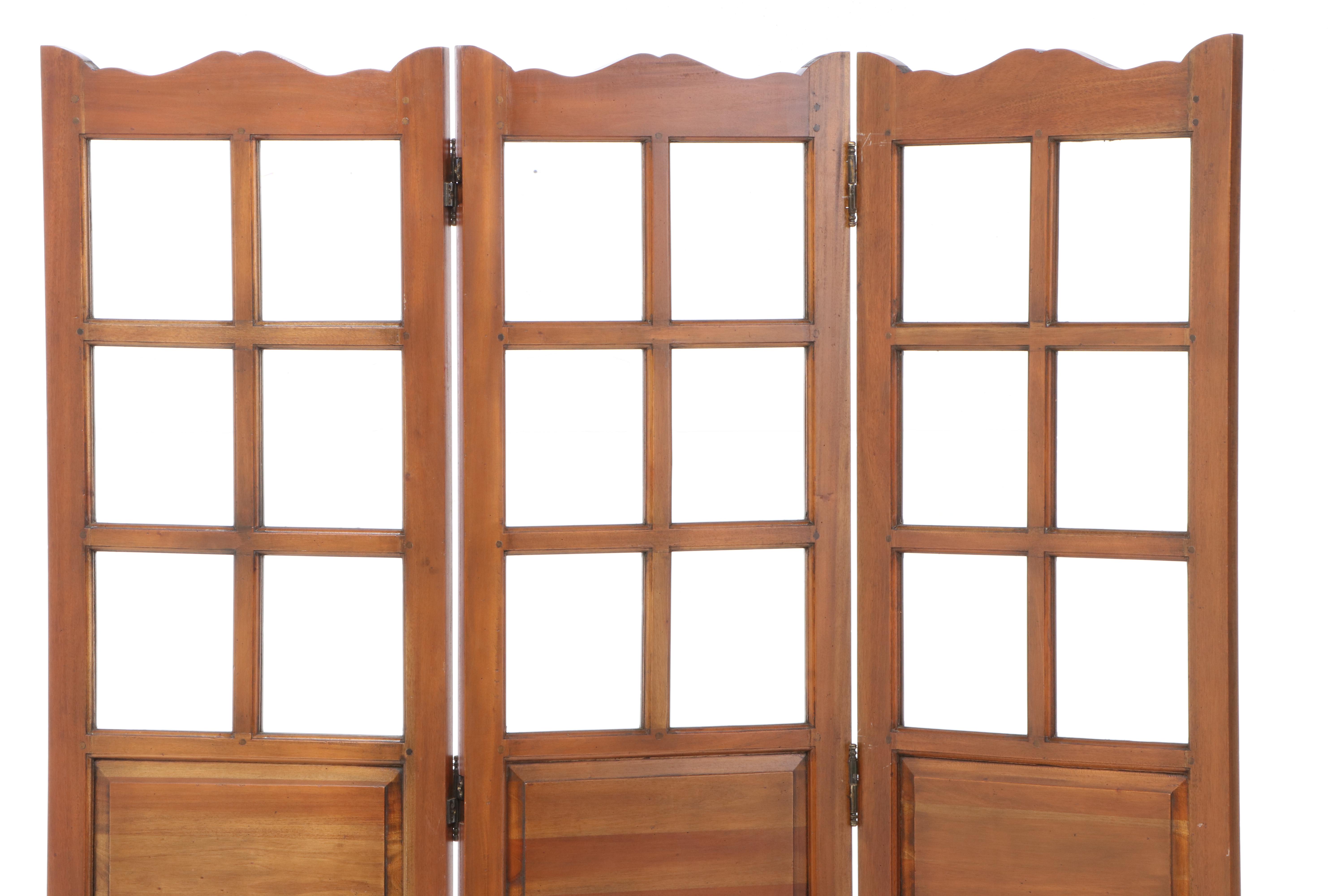 Marie Albert Furniture "Paravant Hollandais" Wood and Glass Room Divider