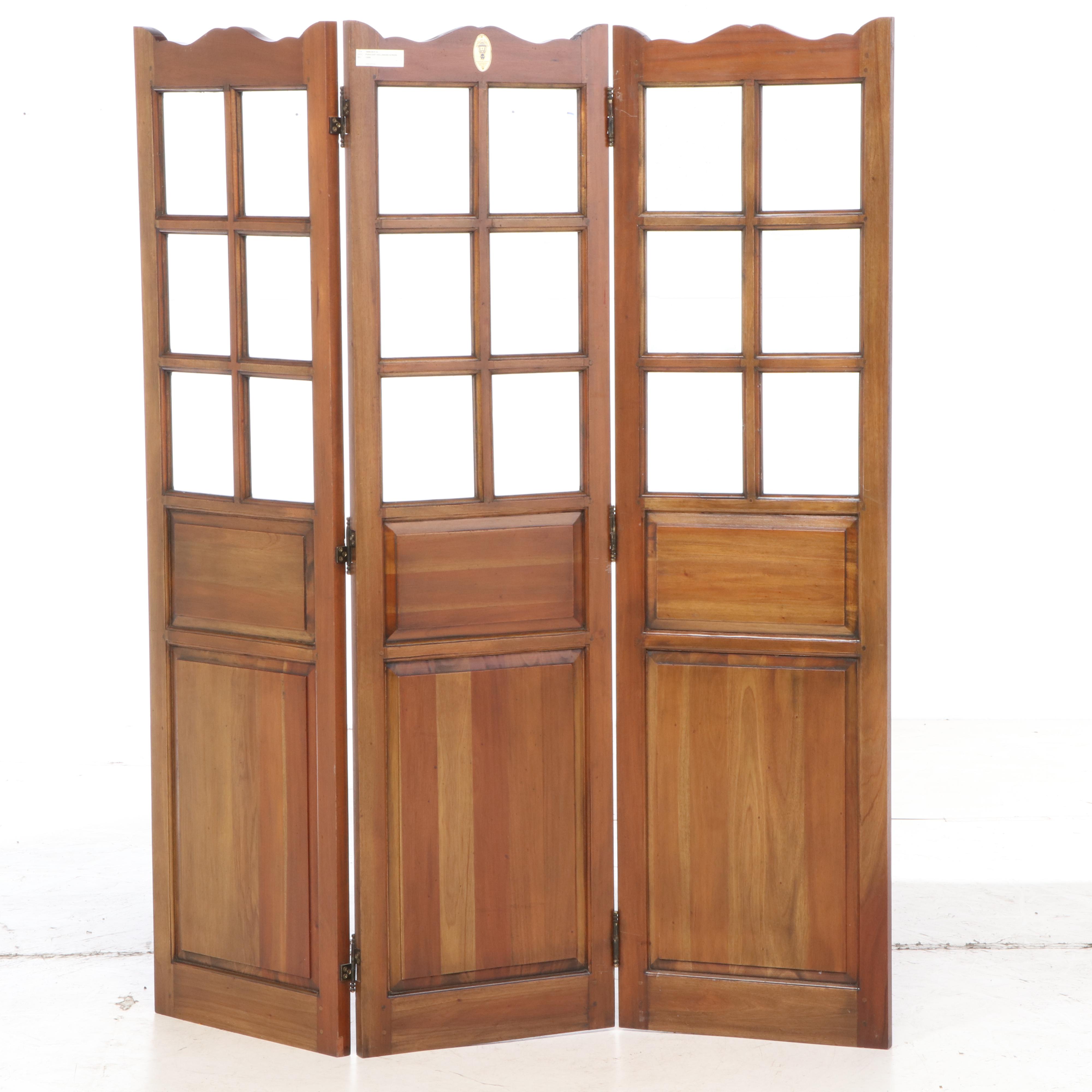 Marie Albert Furniture "Paravant Hollandais" Wood and Glass Room Divider
