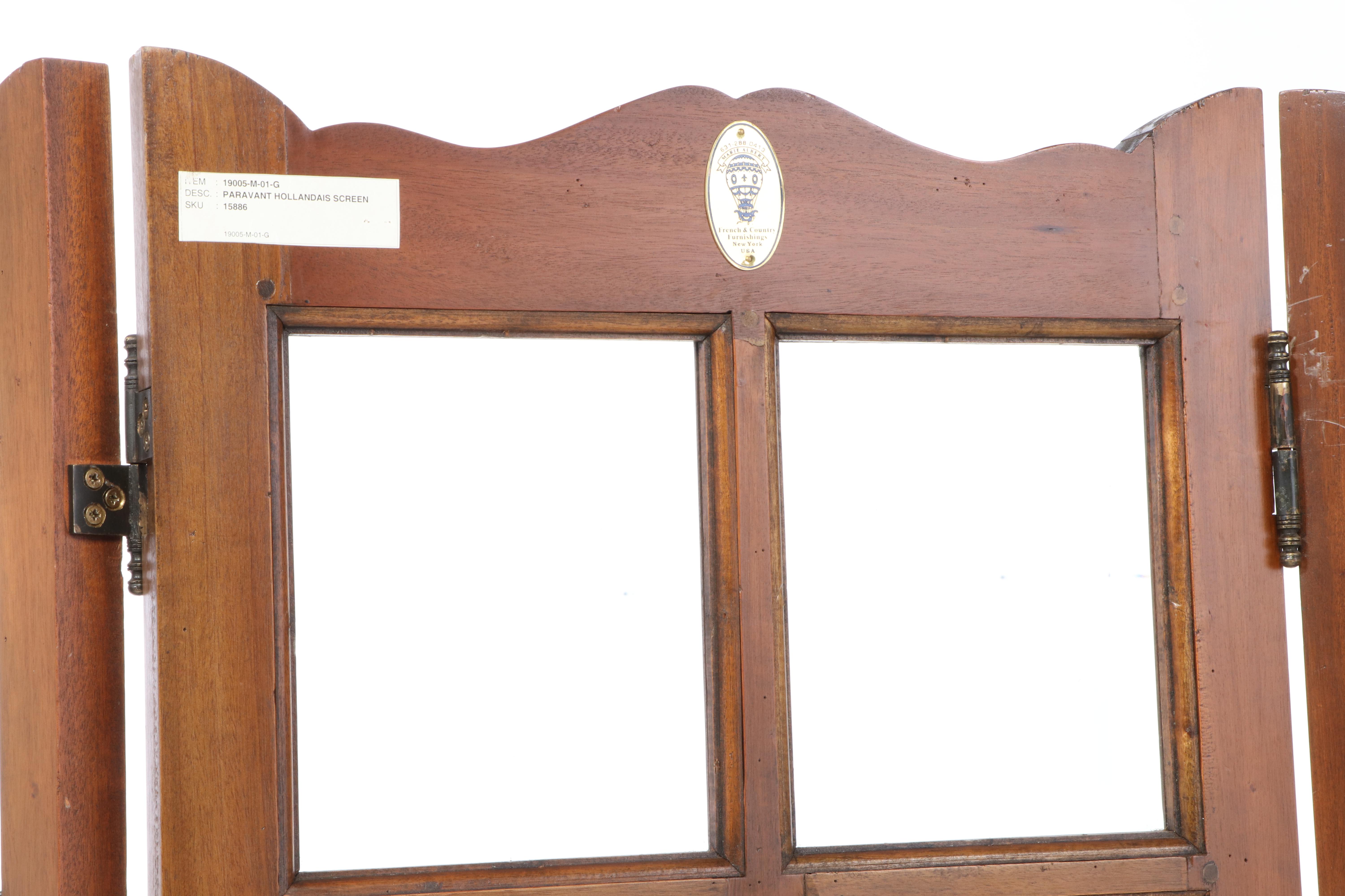 Marie Albert Furniture "Paravant Hollandais" Wood and Glass Room Divider