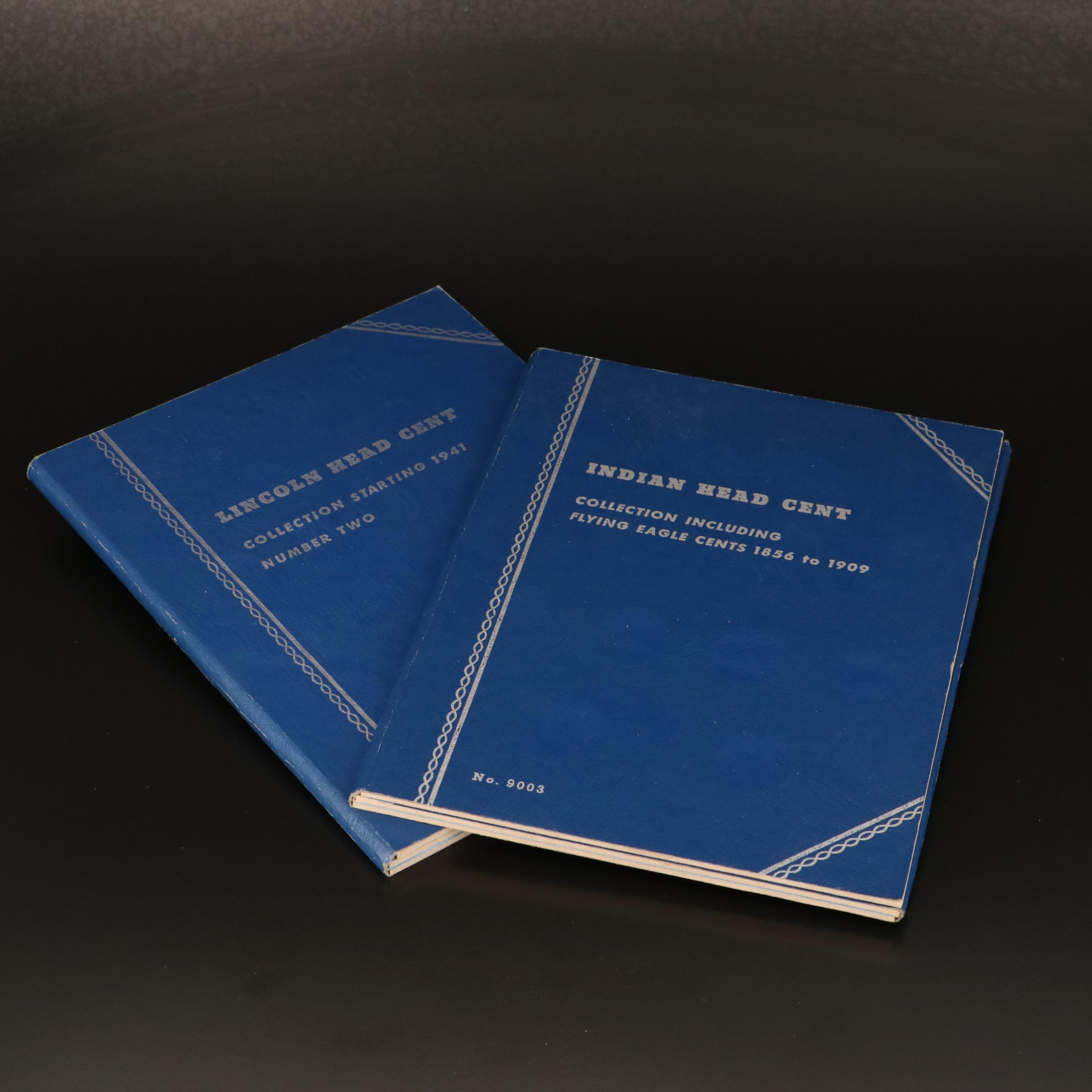 Flying Eagle Cents, Indian Head and Lincoln Wheat Cents In Whitman Coin Folders