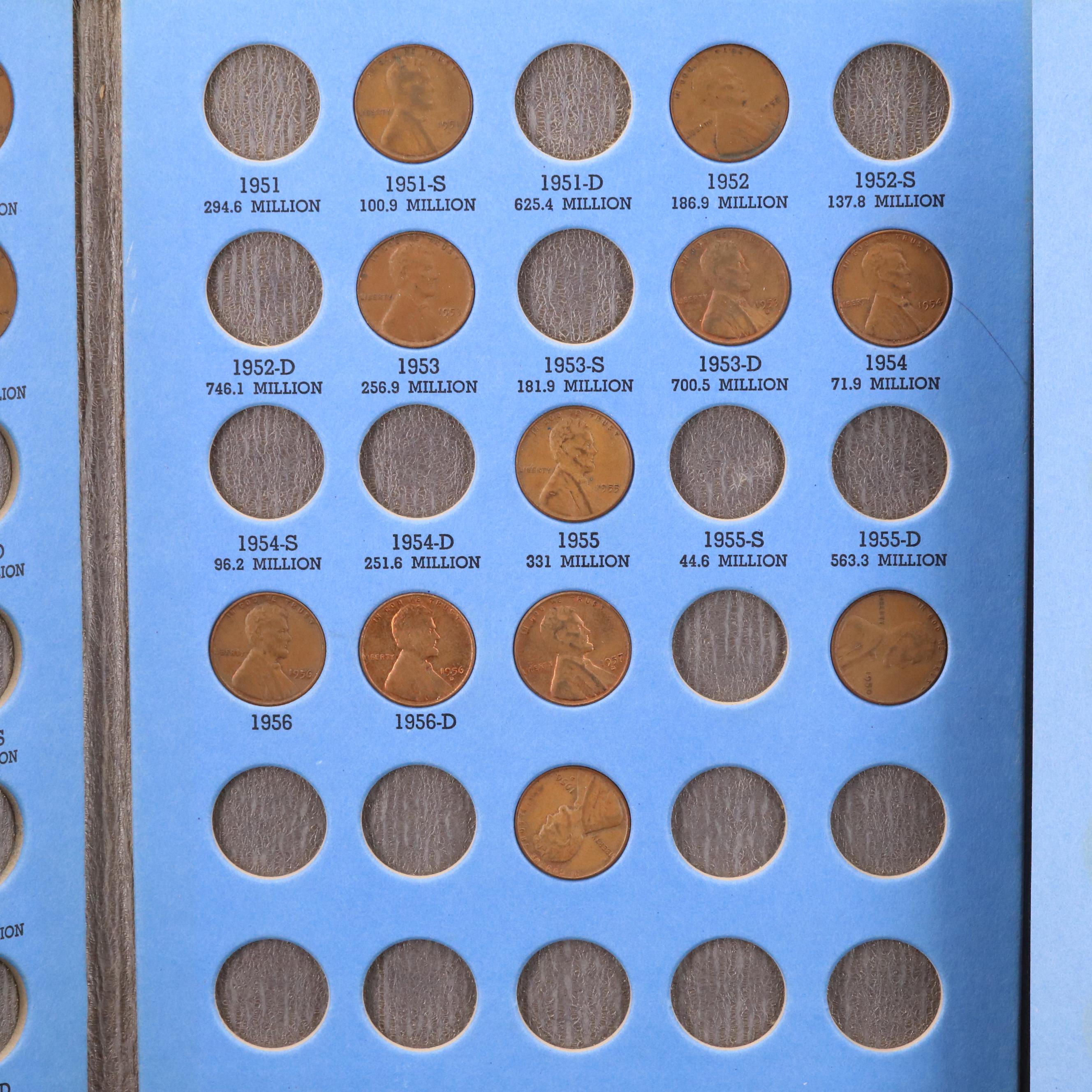 Flying Eagle Cents, Indian Head and Lincoln Wheat Cents In Whitman Coin Folders