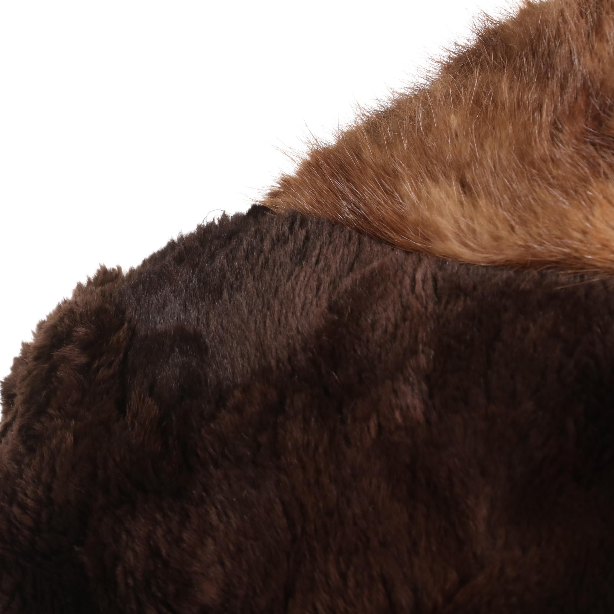 Sheared Rabbit Fur Jacket with Muskrat Fur Collar