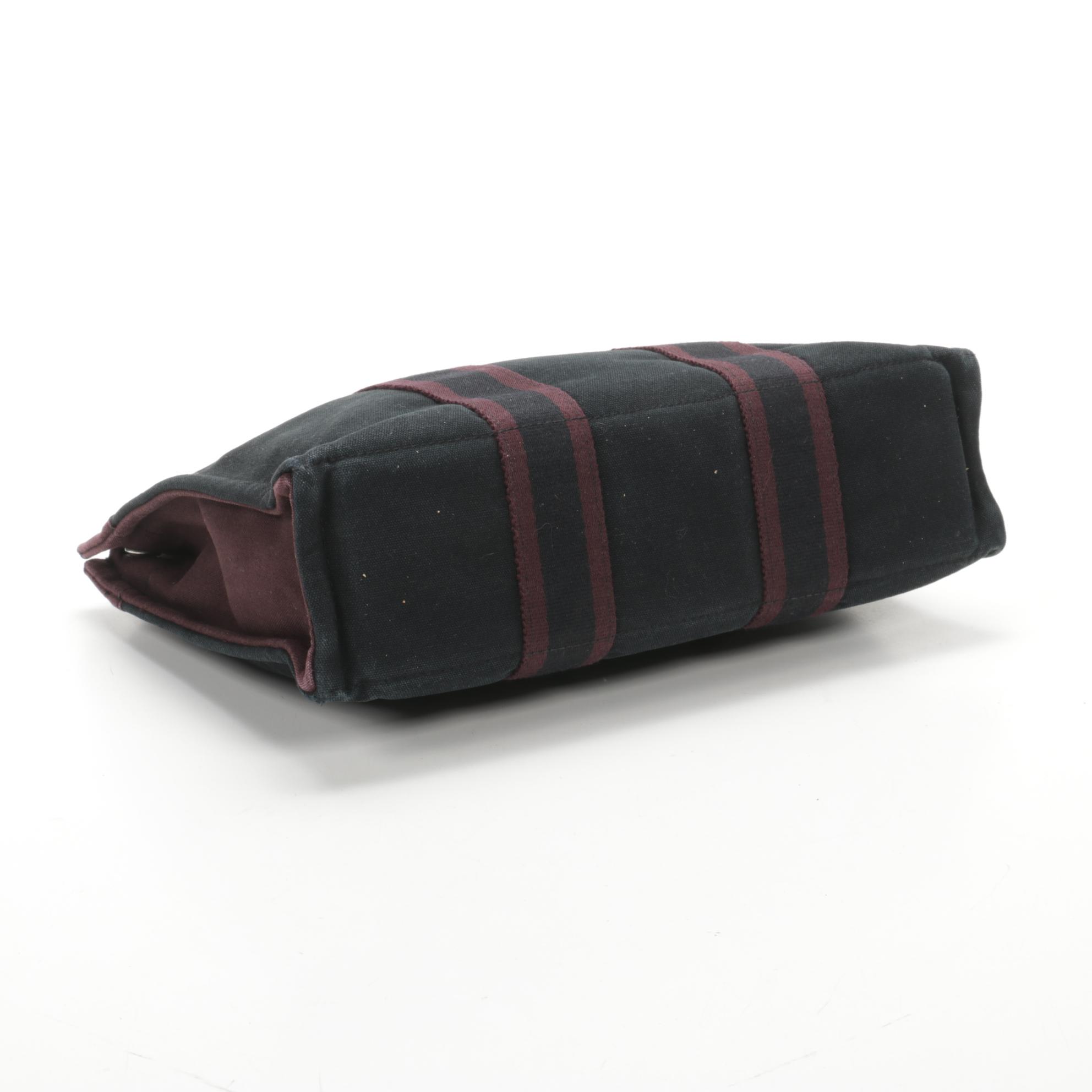 Hermès Fourre Tout PM Tote in Black/Burgundy Cotton Canvas