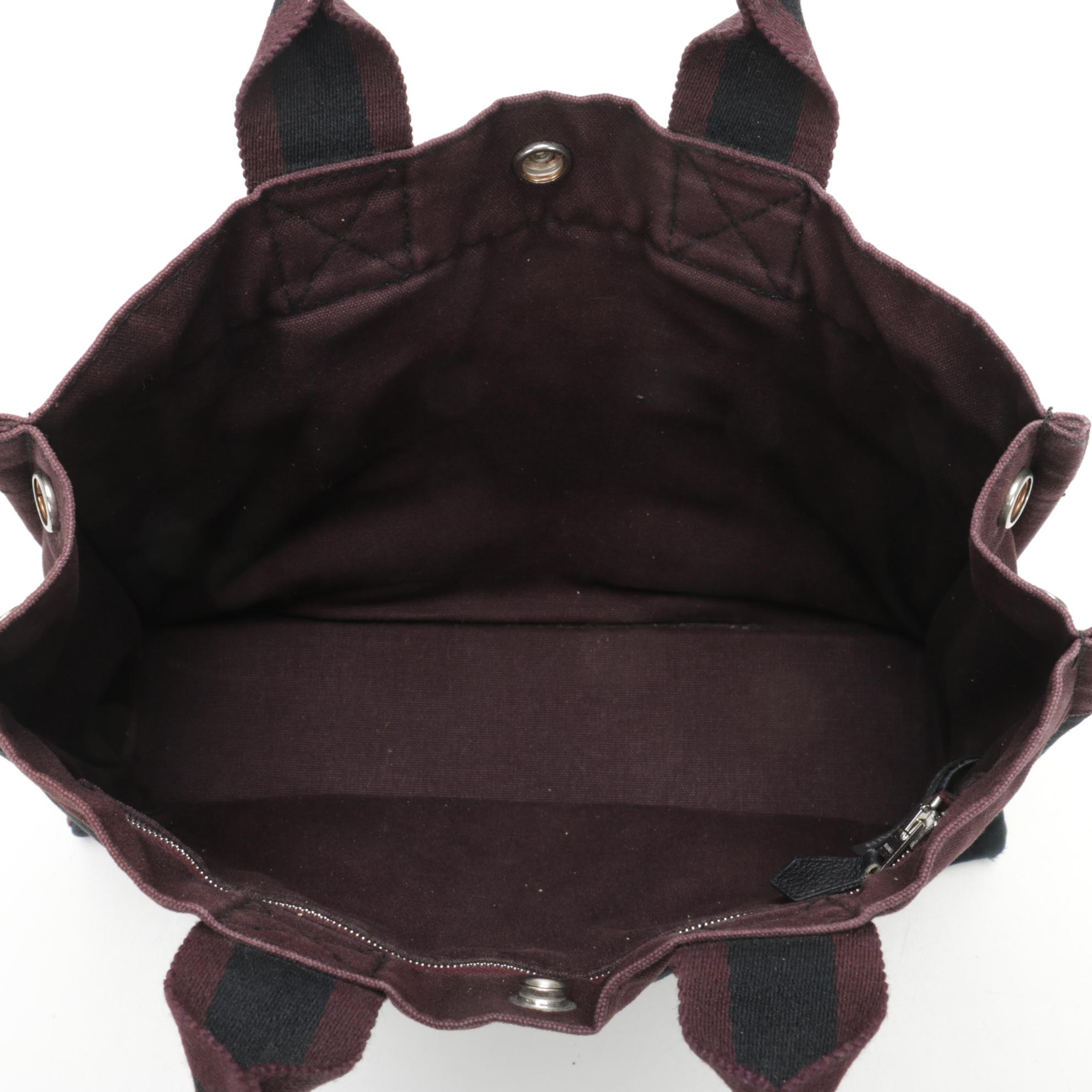 Hermès Fourre Tout PM Tote in Black/Burgundy Cotton Canvas