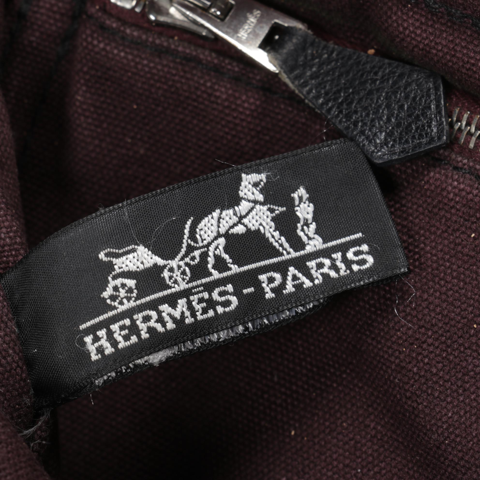 Hermès Fourre Tout PM Tote in Black/Burgundy Cotton Canvas