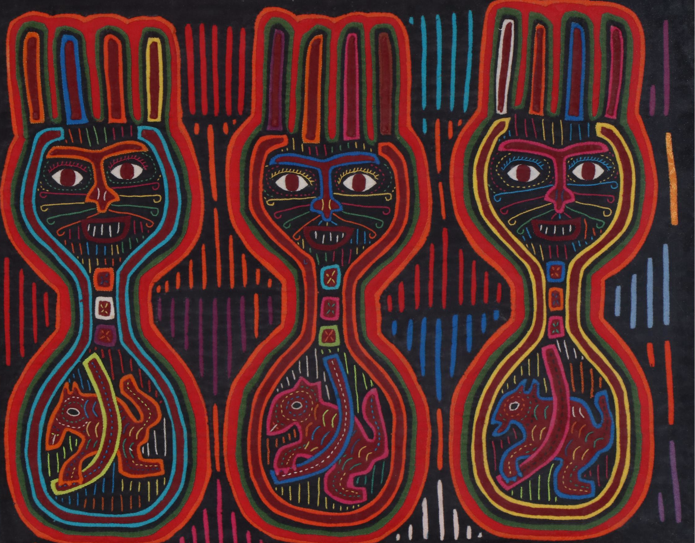 Panamanian Guna Mola Folk Art Appliqué Textile Panel