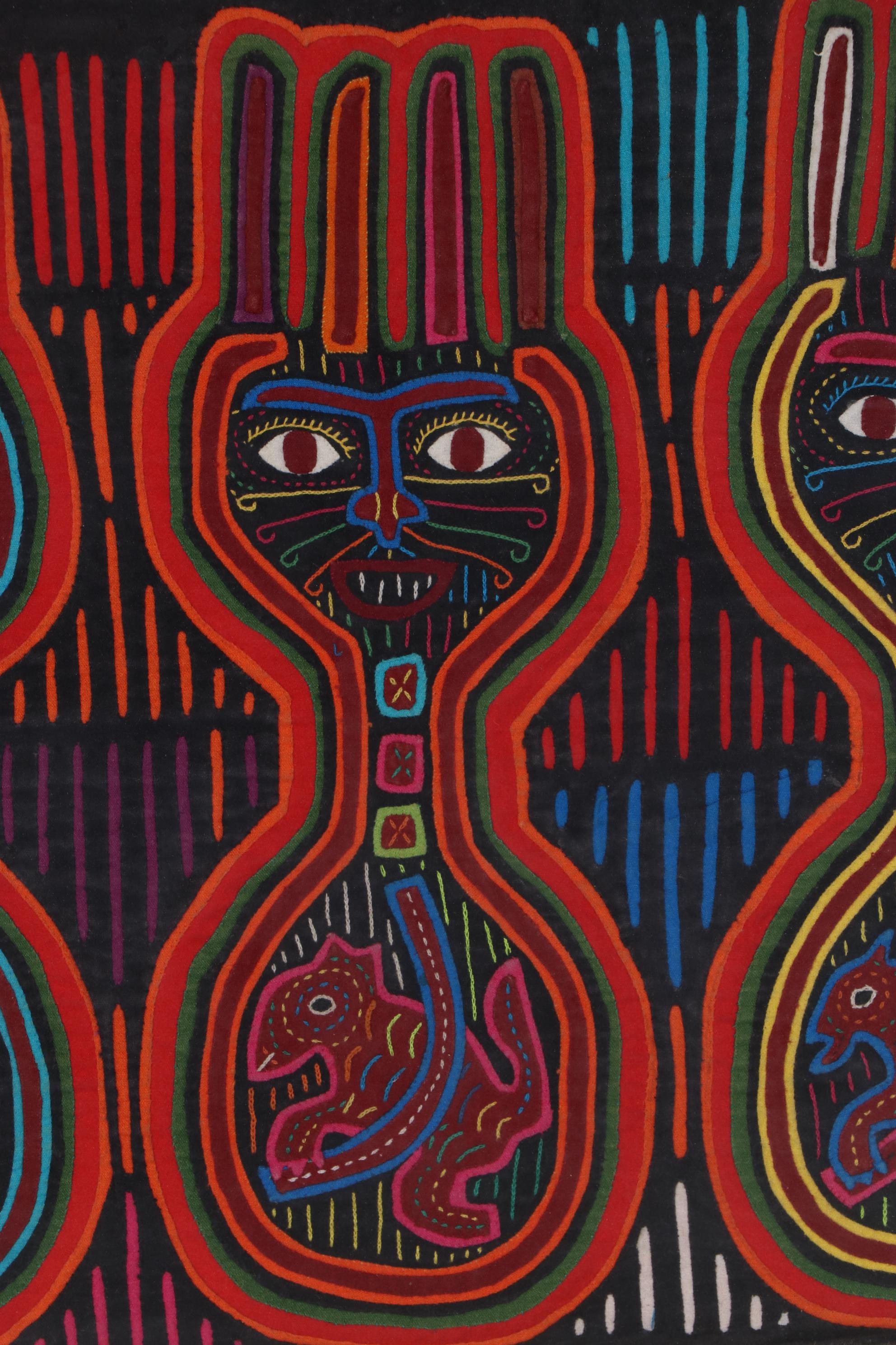 Panamanian Guna Mola Folk Art Appliqué Textile Panel