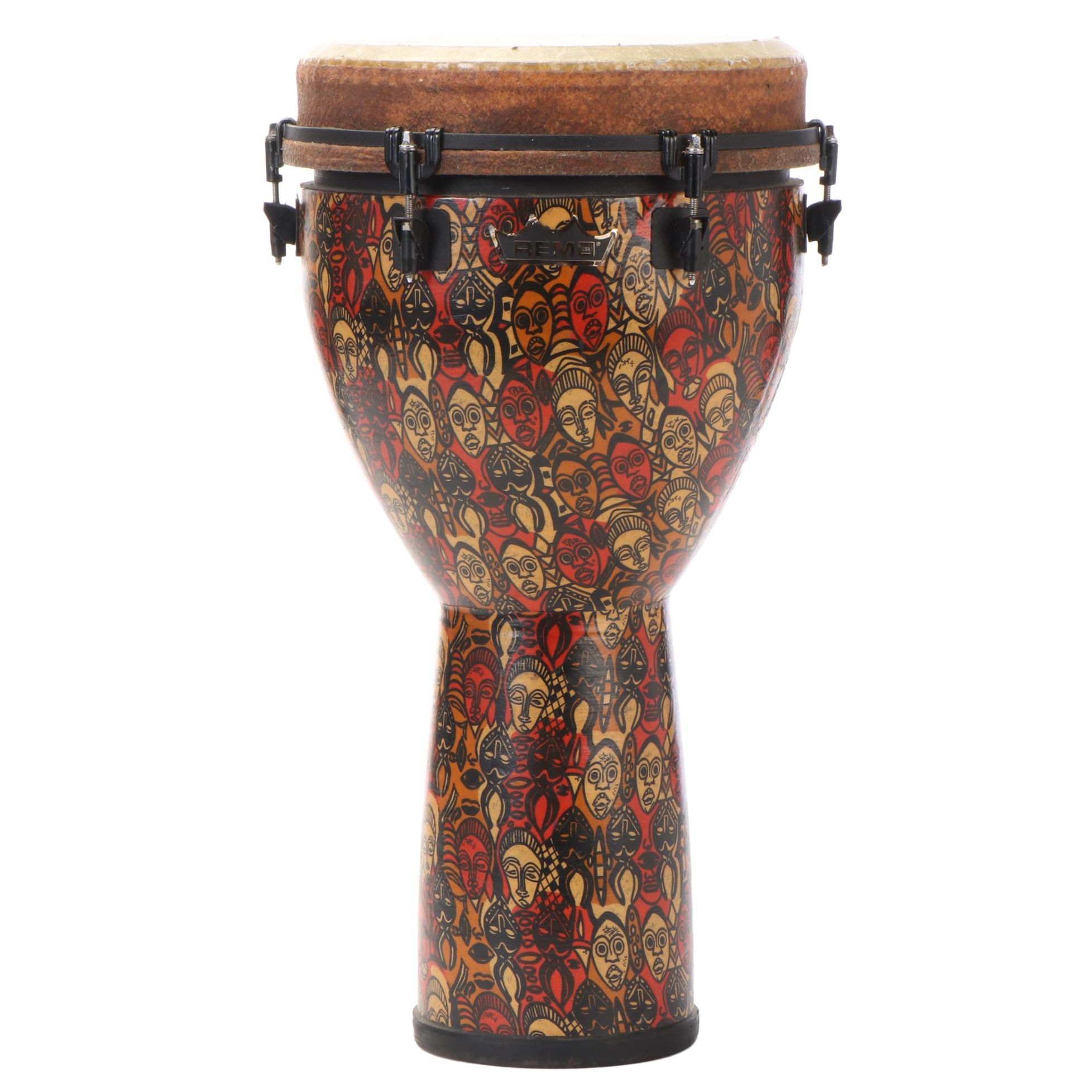 Remo Leon Mobley Signature Series Djembe, 24" x 12" Key-Tuned, Multi-Mask Design