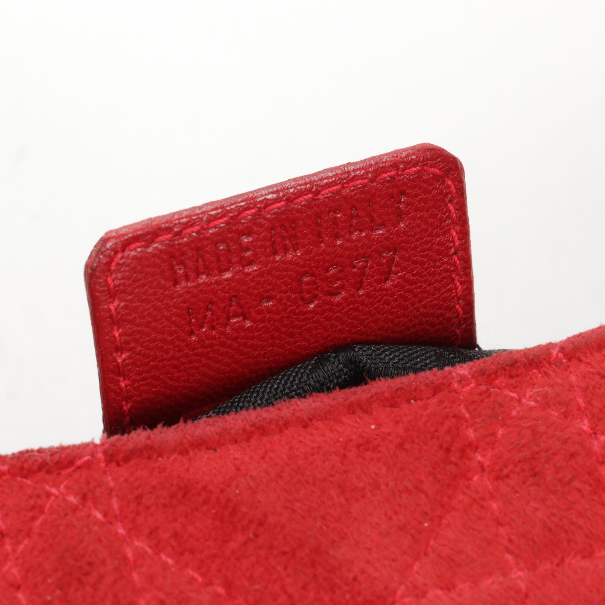Christian Dior Shoulder Bag in Red Cannage Suede and Leather