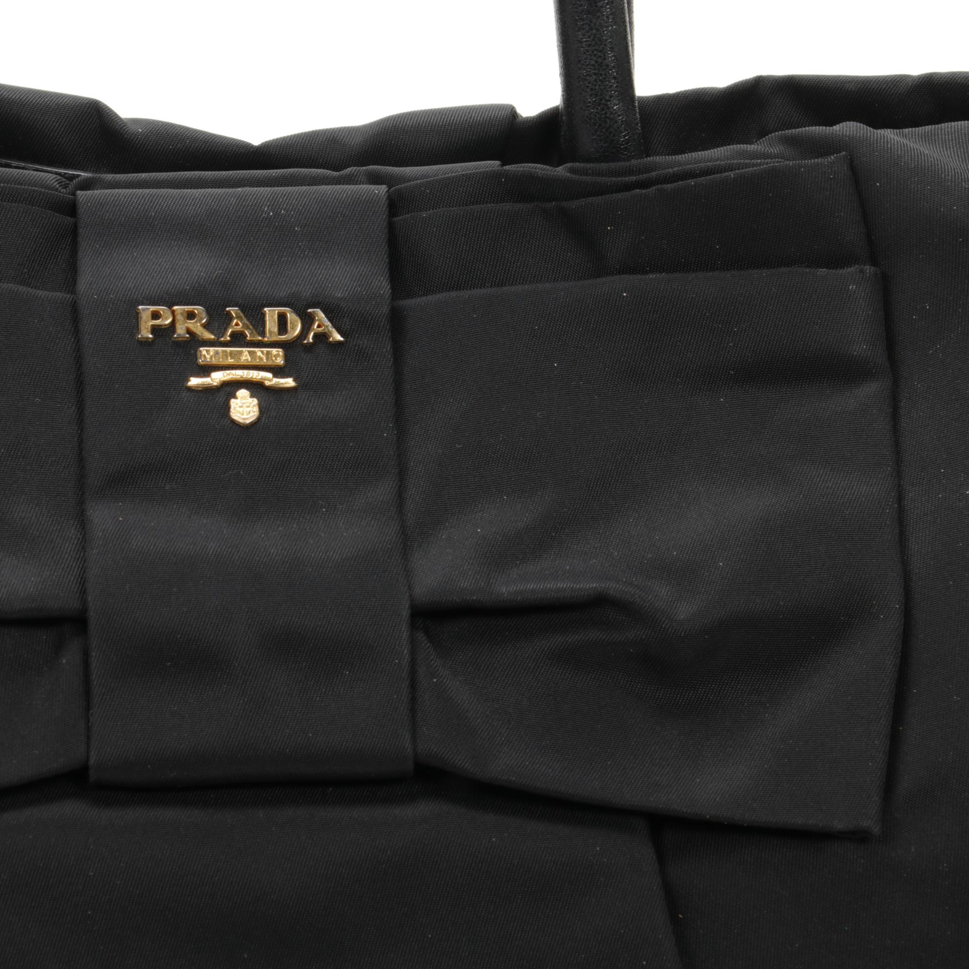 Prada Bow Tote in Black Tessuto Nylon