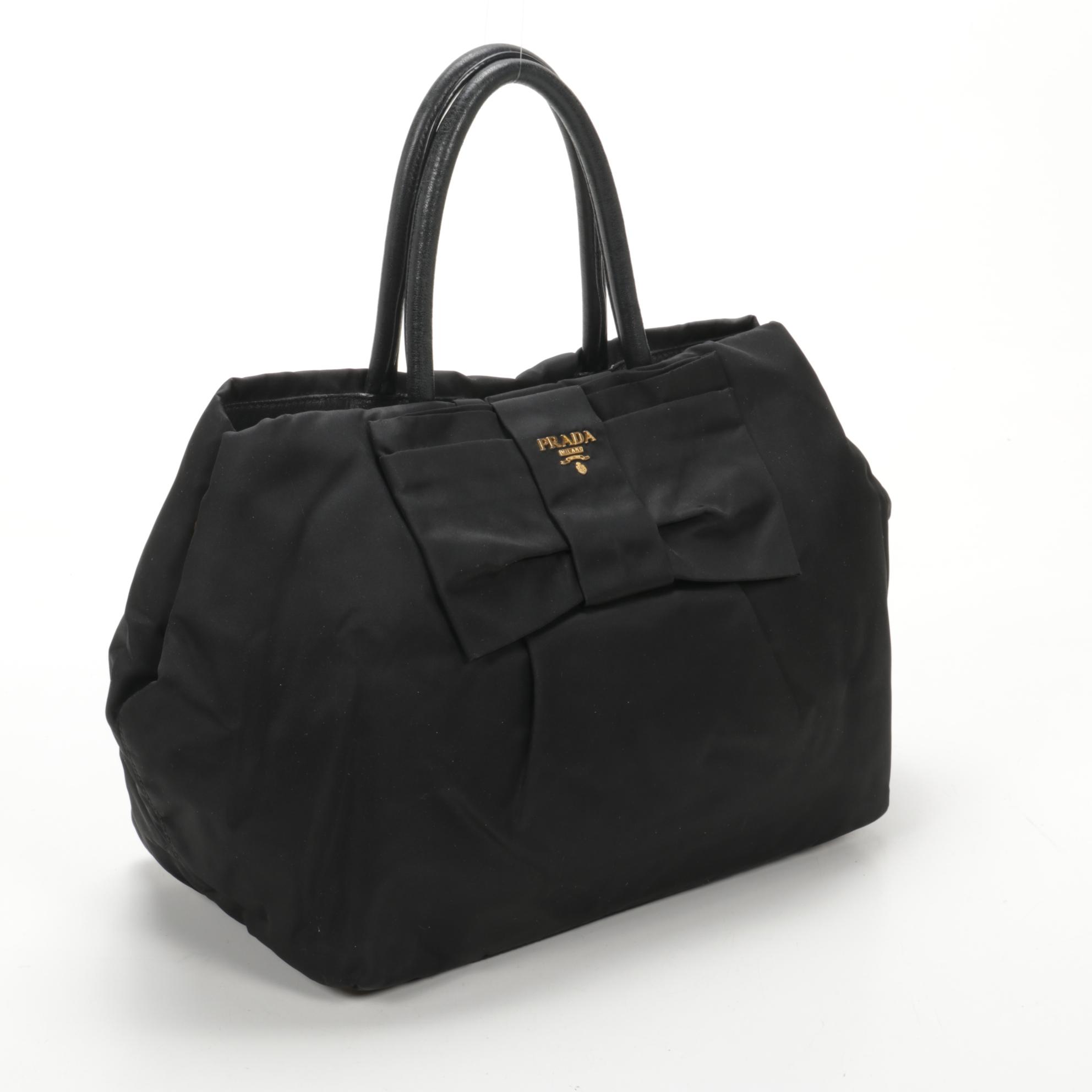 Prada Bow Tote in Black Tessuto Nylon