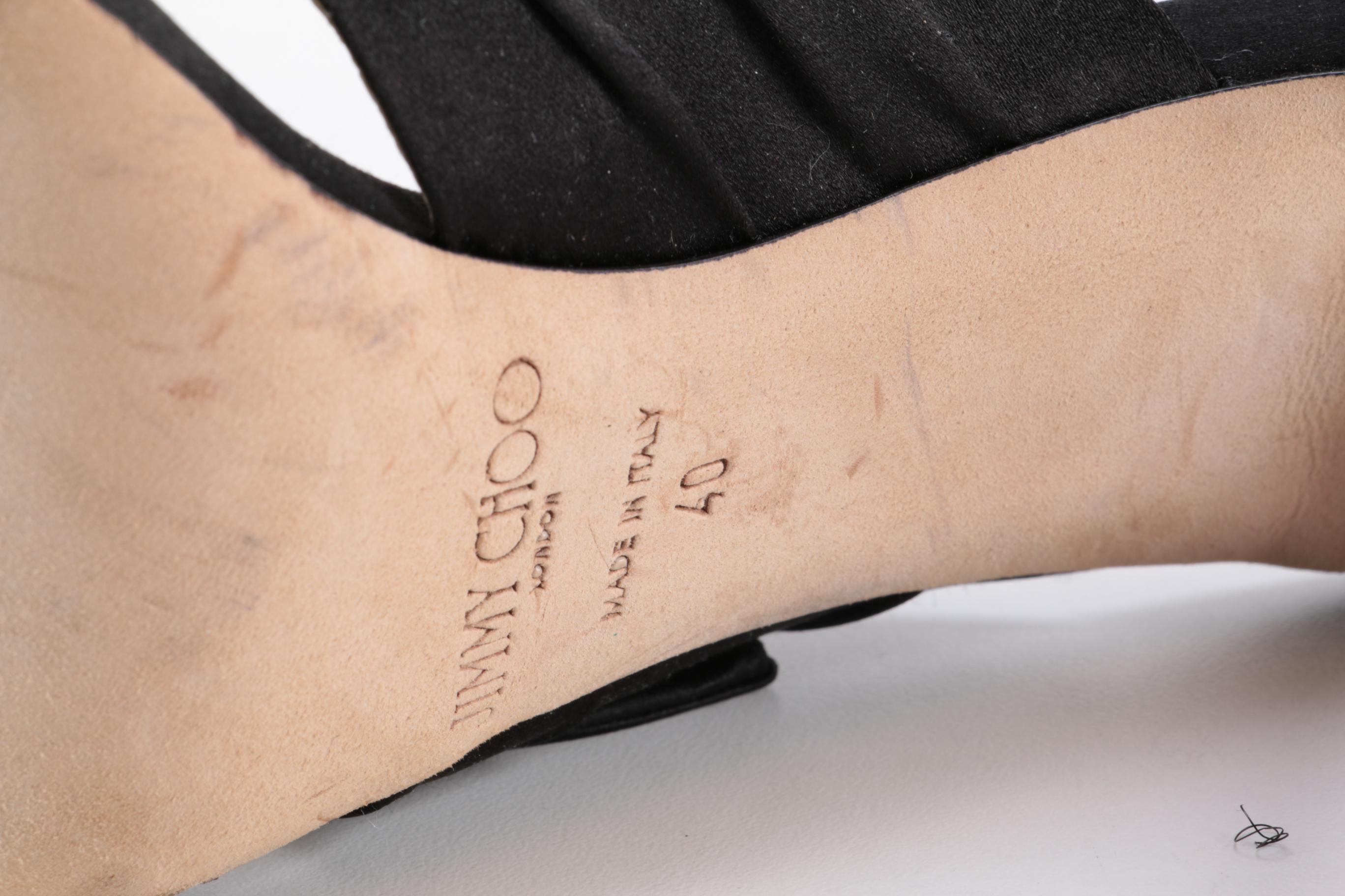 Jimmy Choo Keely 100 Bow Black Satin High Heel Mules with Box