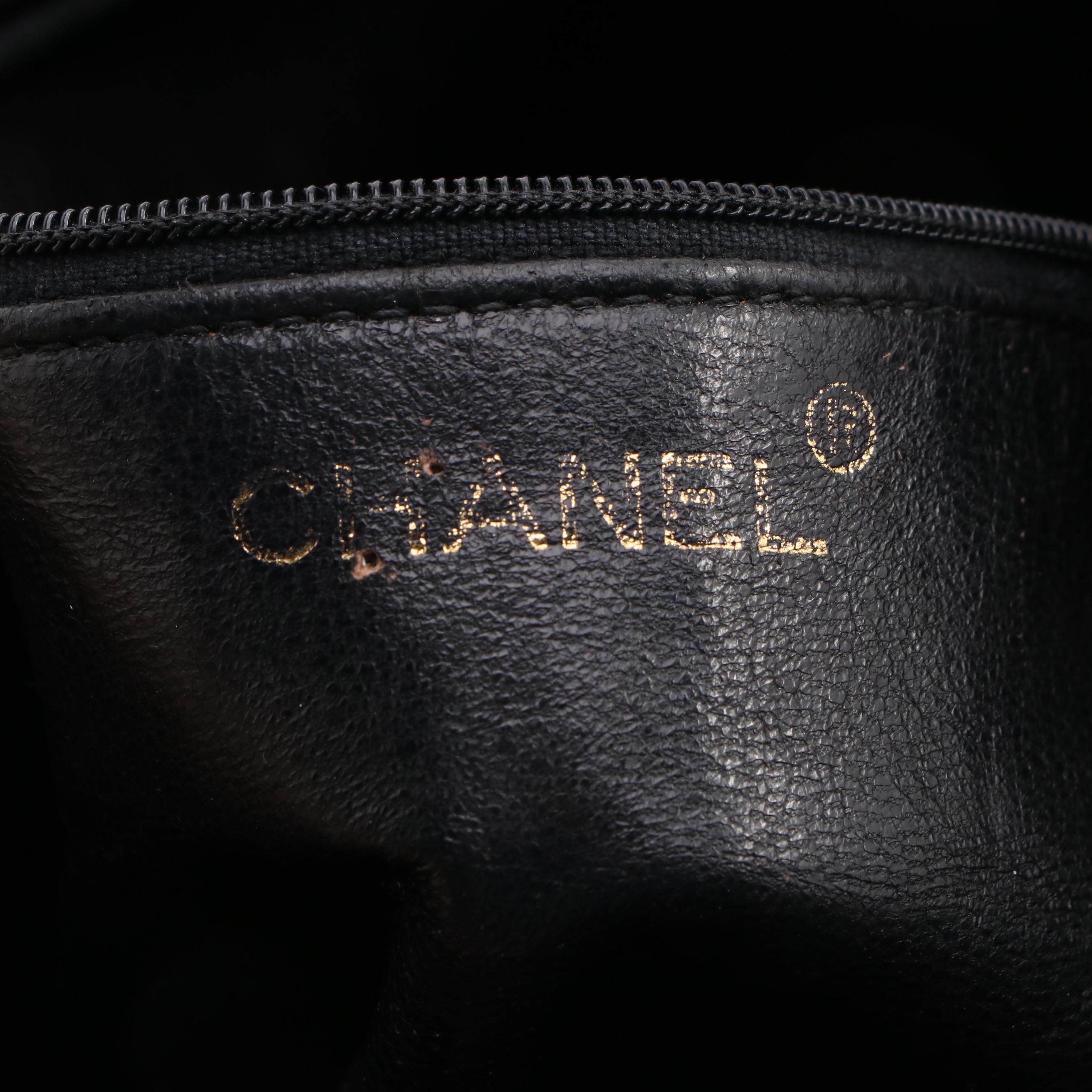 Chanel CC Diamond Quilted Black Leather Camera Bag with Tassel