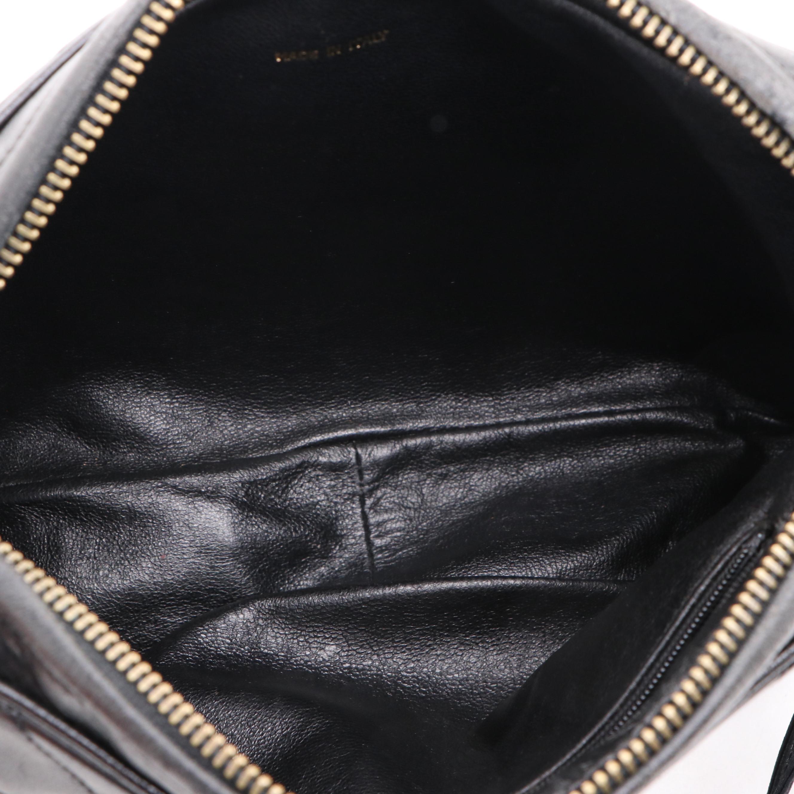 Chanel CC Diamond Quilted Black Leather Camera Bag with Tassel